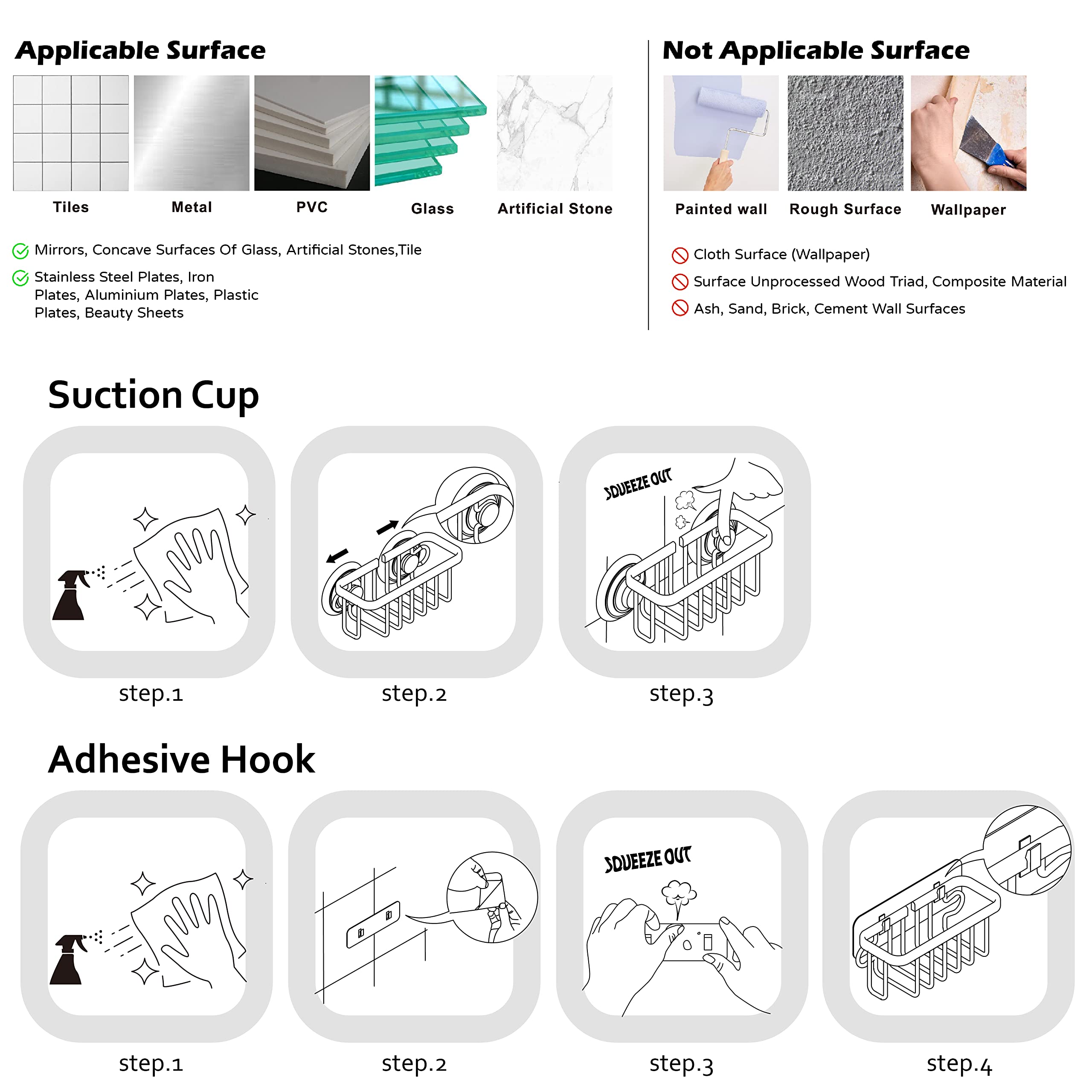 SunnyPoint NeverRust Kitchen & Bathroom Sink Caddy for Sponges, Scrubbers, Soap, 6" x 2.5" x 2.75", with Adhesive Mount - Additional Suction Cup Included –Aluminum (Black)