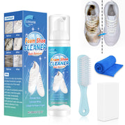 White Shoe Cleaner, 6.76 Oz Shoe Cleaning Kit Removes Dirt and Stain, Shoe Cleaner Sneakers Kit with Brush and Towel, Shoe Cleaner Work on White Shoes, Leather, Knit, Boots, Canvas, Suede, PU, Fabric.