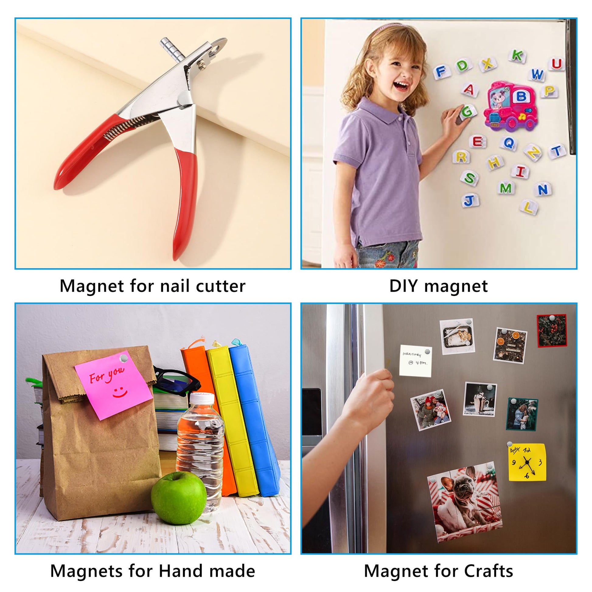 RHINOCATS 400Pcs Small Magnets, 4 Different Sizes Tiny Mini Magents, Multi-Use for Fridge, DIY, Office, Hobbies, Crafts and Science