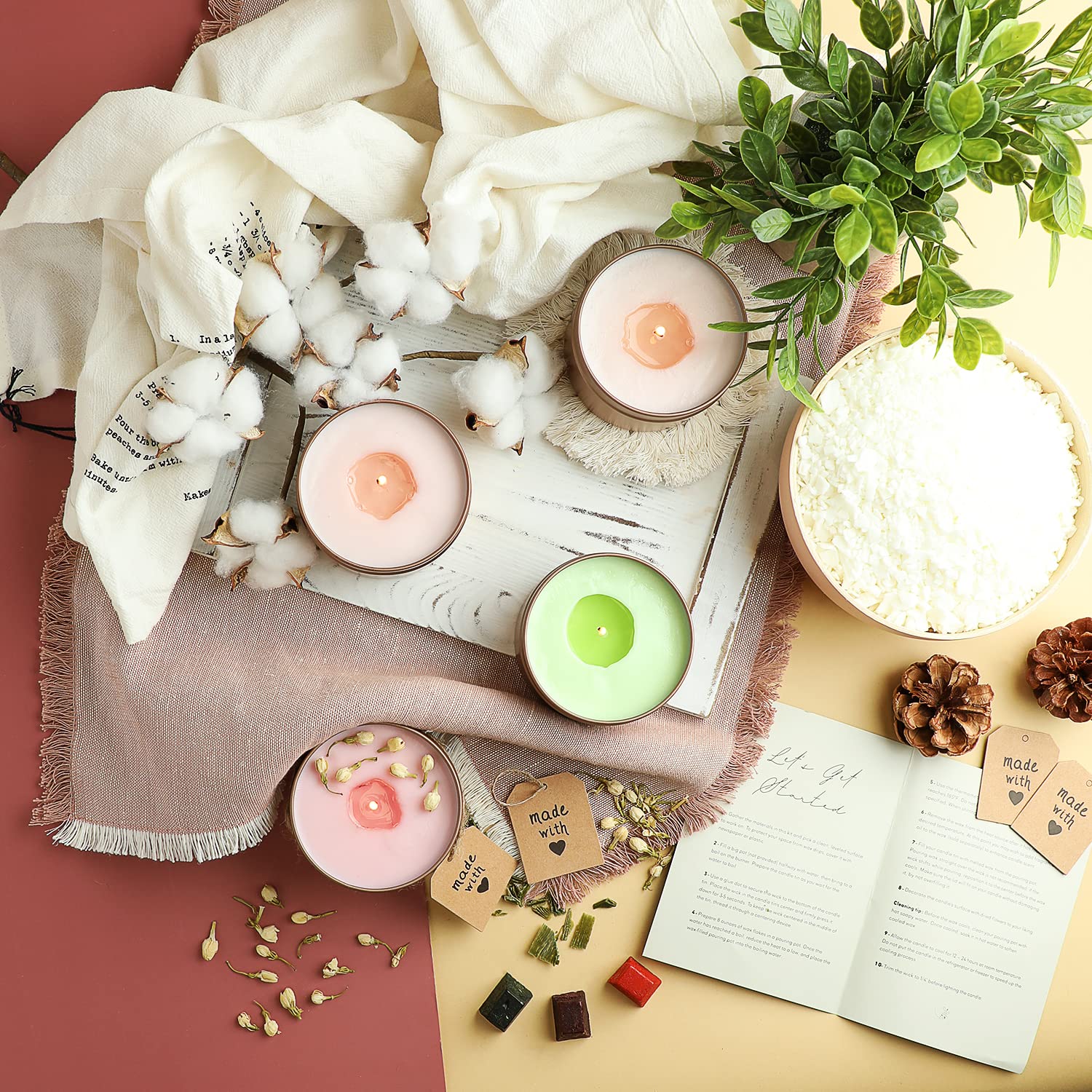 Hearth & Harbor Organic Soy Candle Wax for Candle Making, 10 lbs Natural Candles Making Supplies, Beeswax-Free, Paraffin-Free, Pure Soy Wax Flakes Perfect for Candles, Tealights and Melts