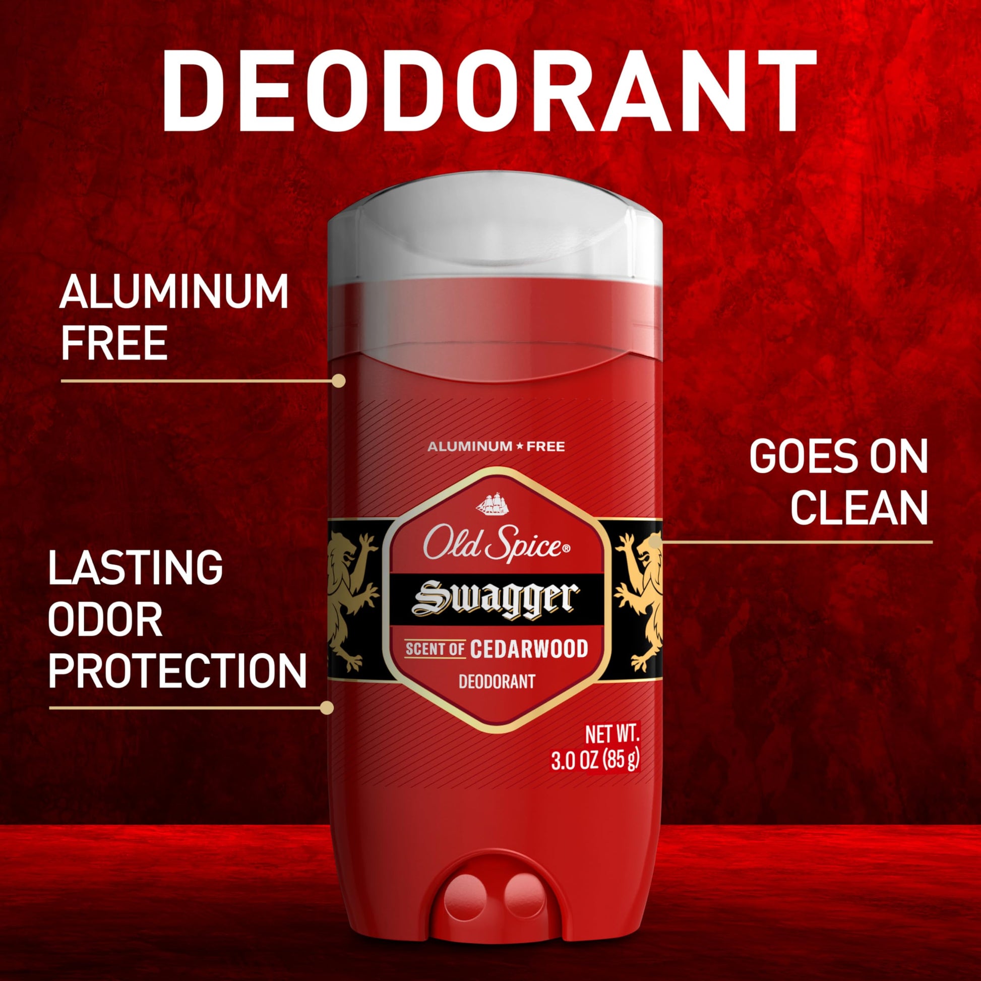 Old Spice Aluminum Free Deodorant for Men, 24/7 Odor Protection, 24/7 Freshness & Lasting Scent, Swagger with Cedarwood Scent, 3.8 oz (Pack of 3)