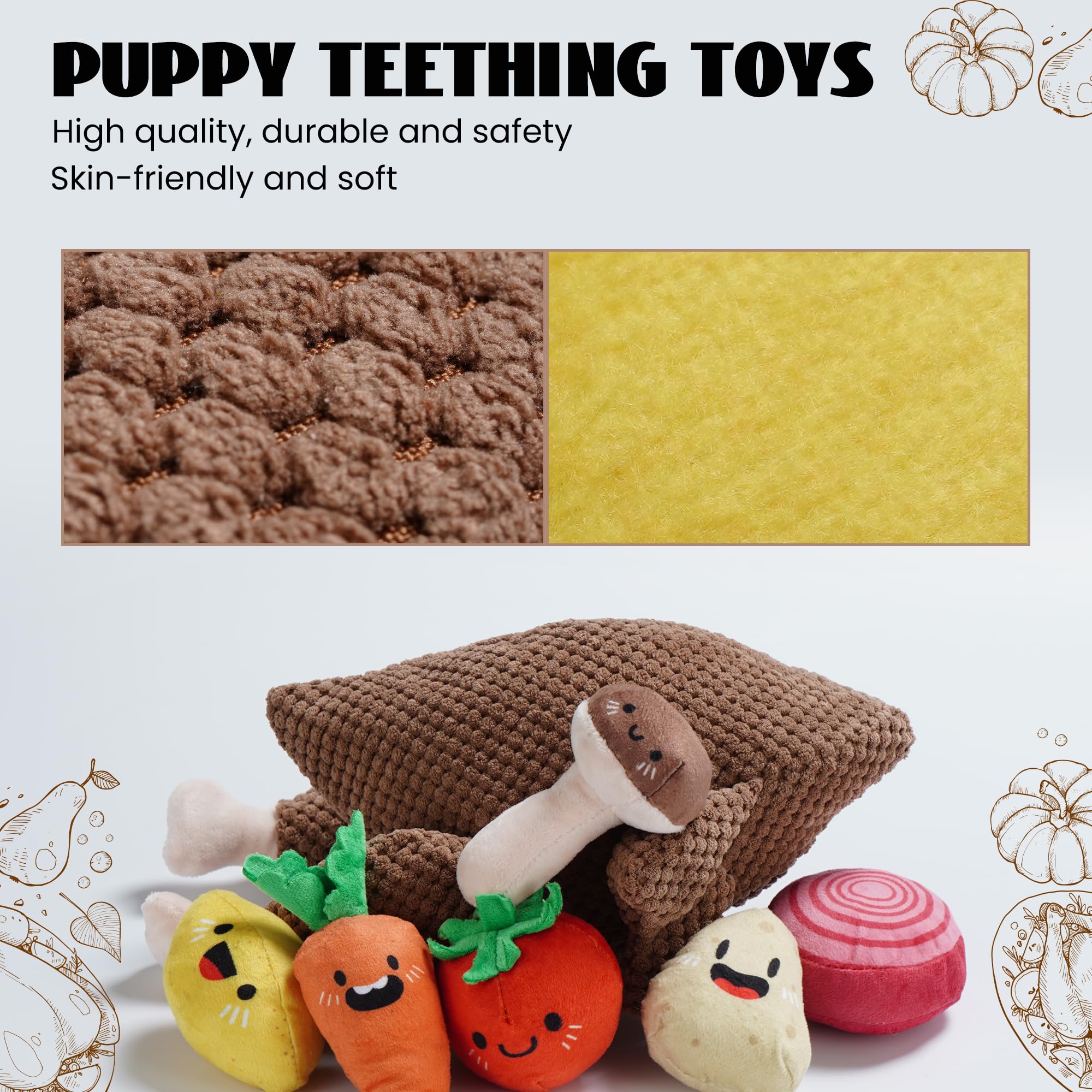 Nocciola 7 in 1 Thanksgiving Turkey Squeaky Dog Toys, Hide and Seek Dog Toys for Large Medium Small Dogs, Soft Stuffed Enrichment Puppy Chew Toys, Interactive Cute Plush Dog Toys, Pet Toy Gifts