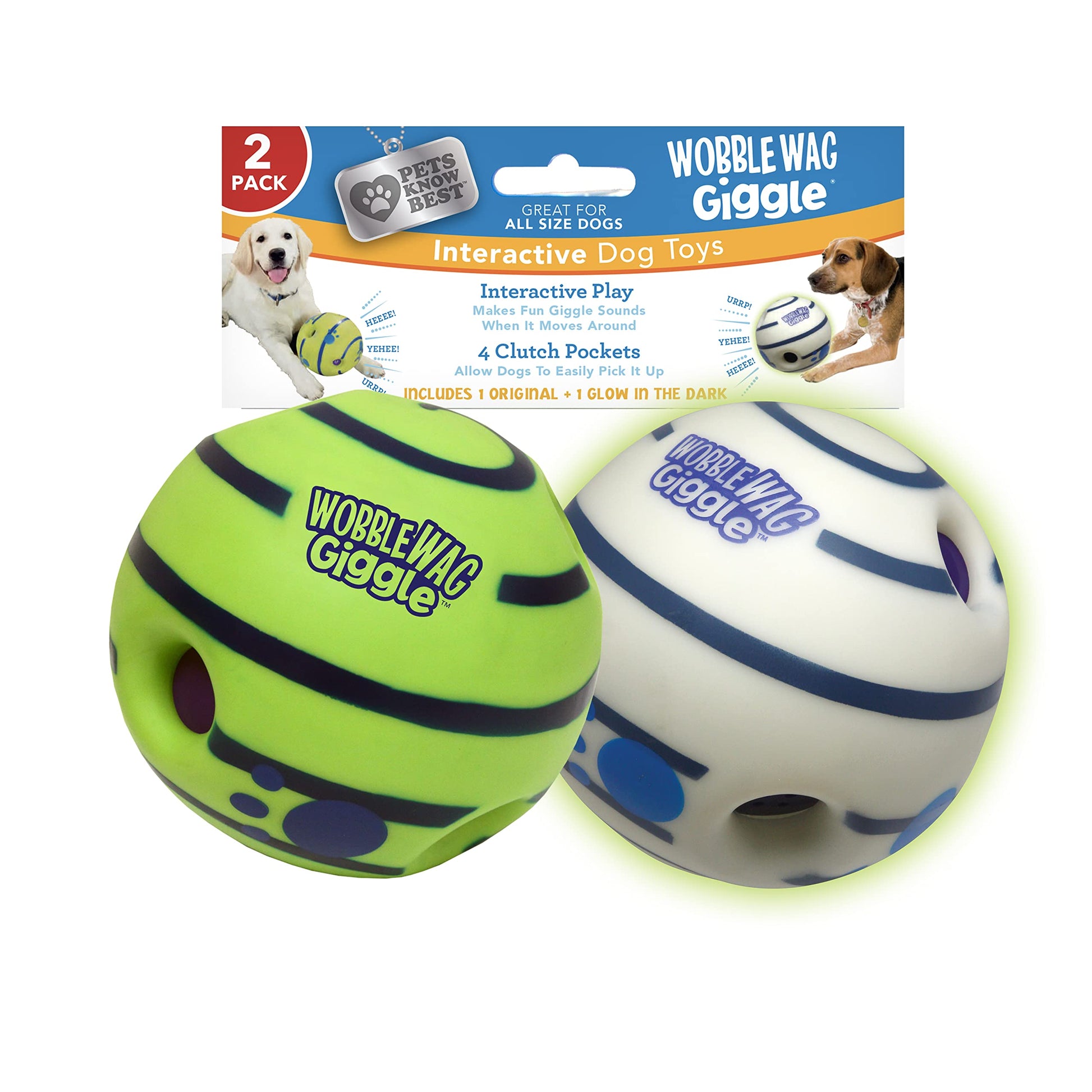 Wobble Wag Giggle Ball, Interactive Dog Toy, Fun Giggle Sounds When Rolled or Shaken, Pets Know Best, As Seen On TV