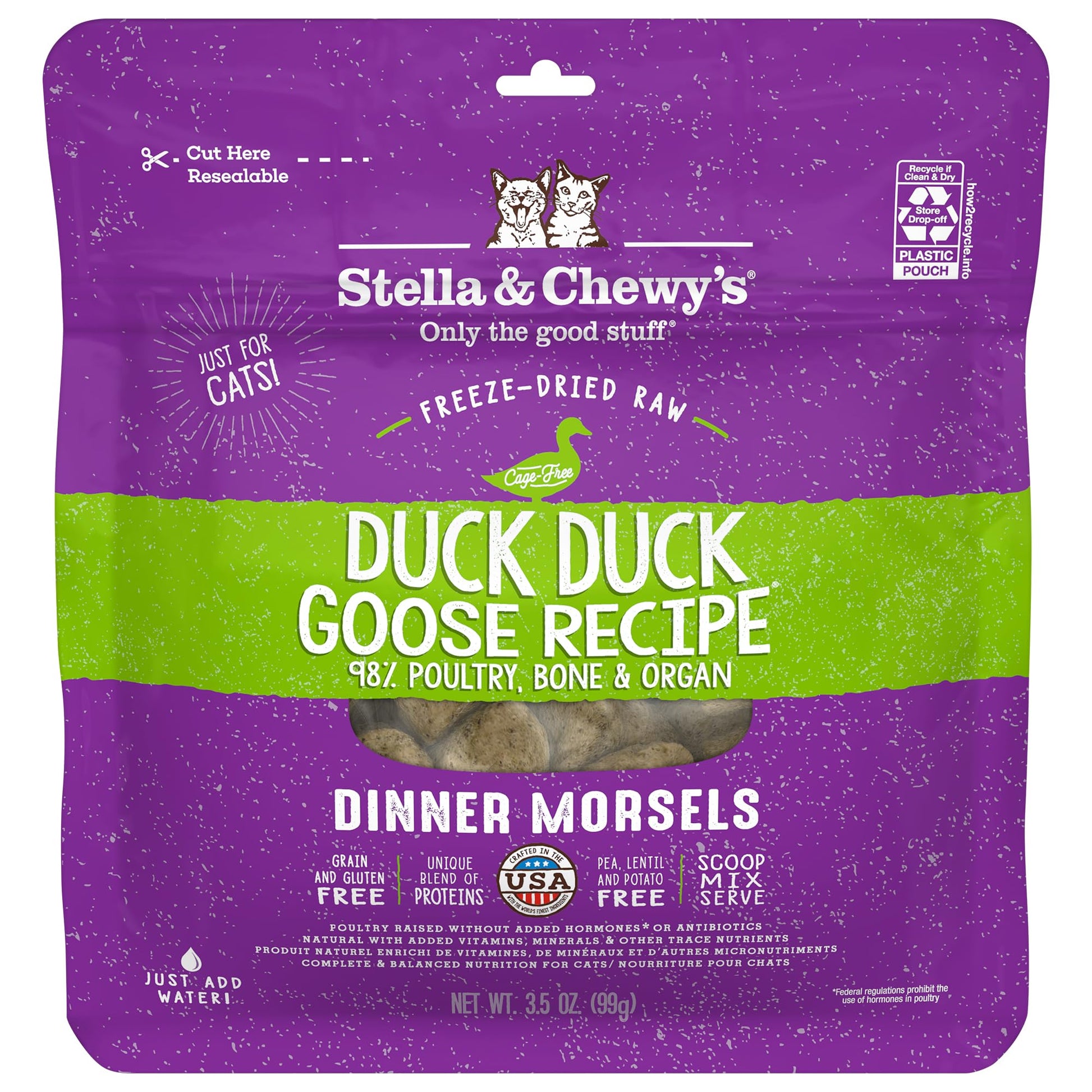 Stella & Chewy's Freeze-Dried Raw Duck Duck Goose Dinner Morsels Cat Food, 18 oz. Bag (CAT-FDD-18)