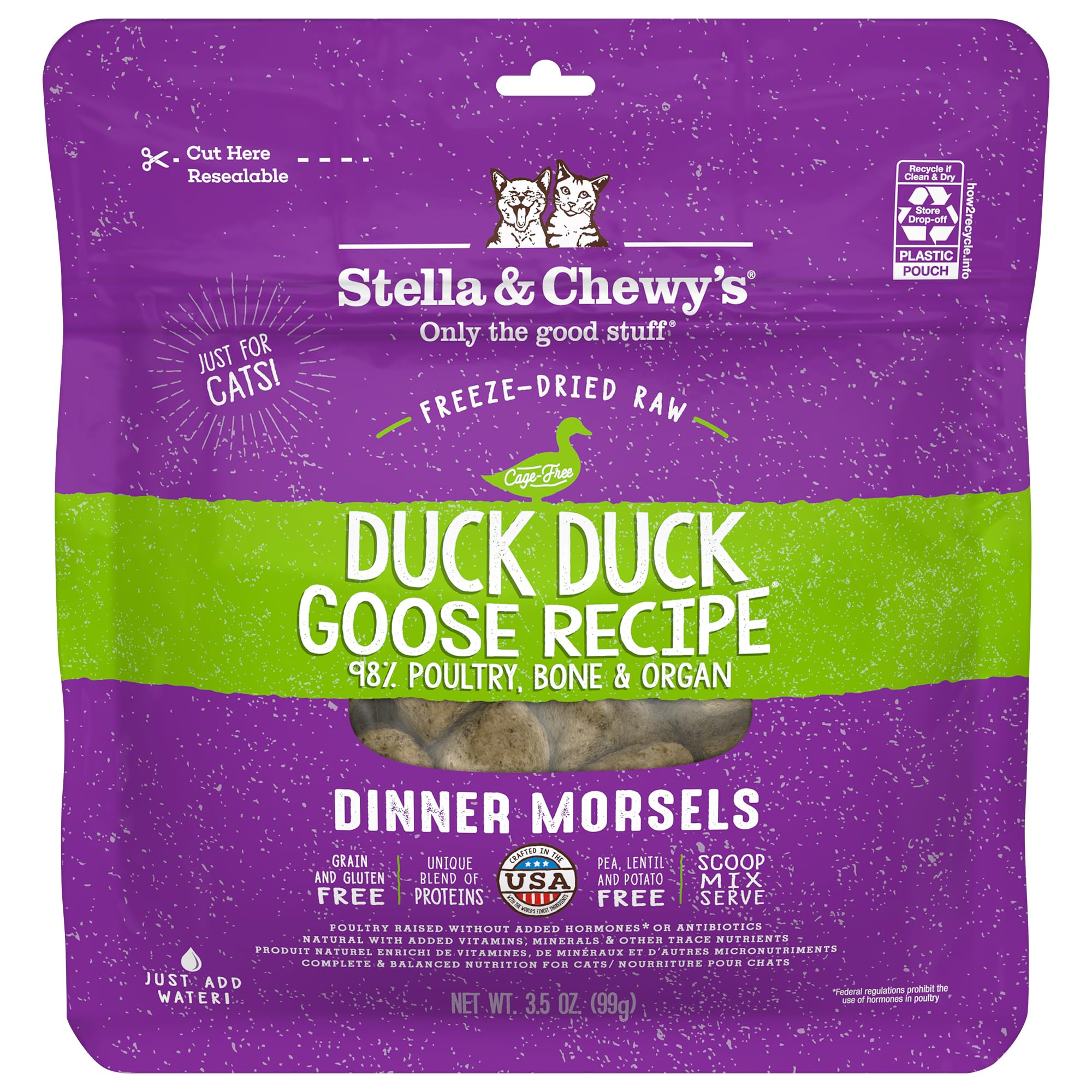 Stella & Chewy's Freeze-Dried Raw Duck Duck Goose Dinner Morsels Cat Food, 18 oz. Bag (CAT-FDD-18)