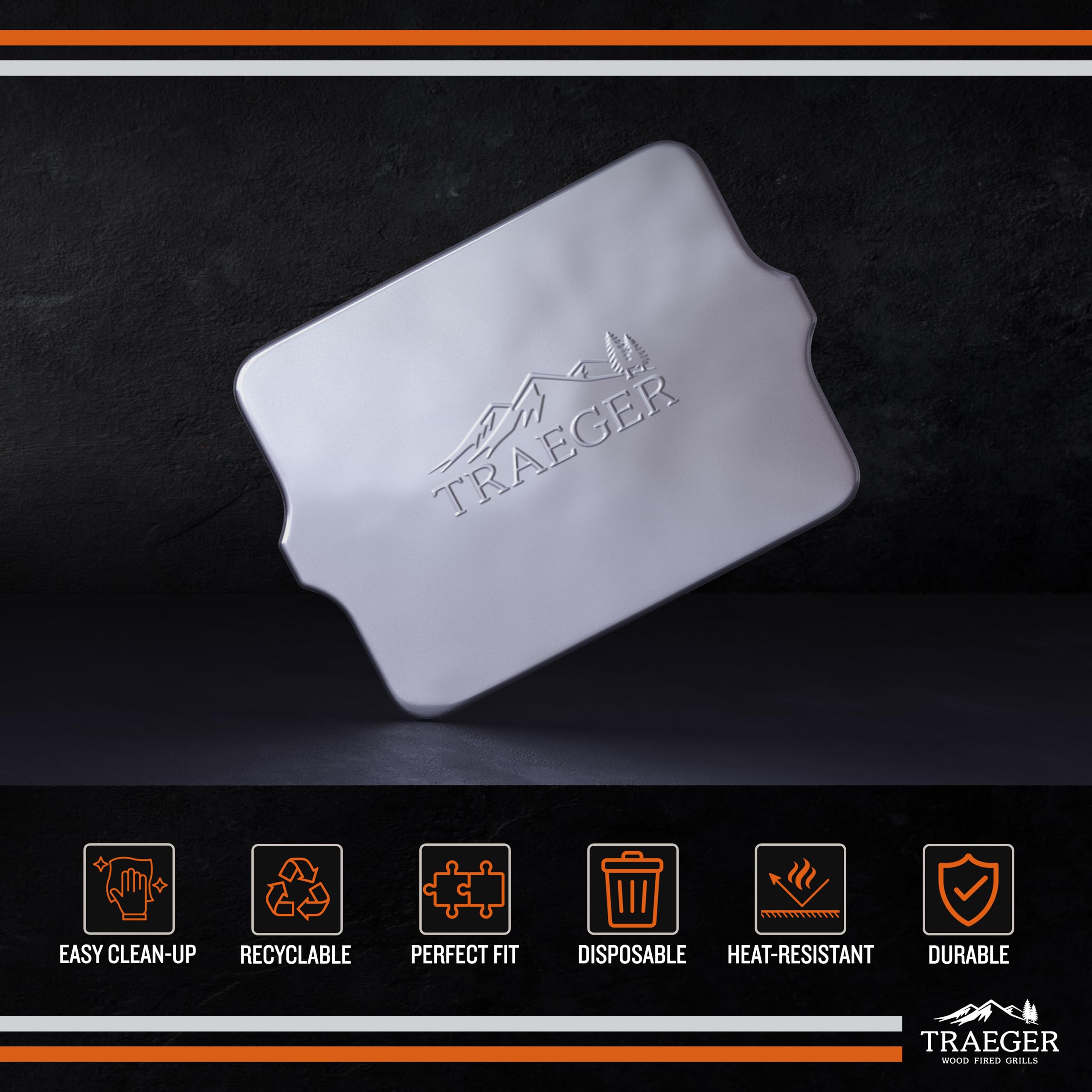 Traeger Grills BAC507 5-Pack Aluminum Drip Tray Liners – Disposable, Heat-Resistant Grill Accessory, Fits Pro 575, Pro 22, Elite 22, 22in x 15.5in
