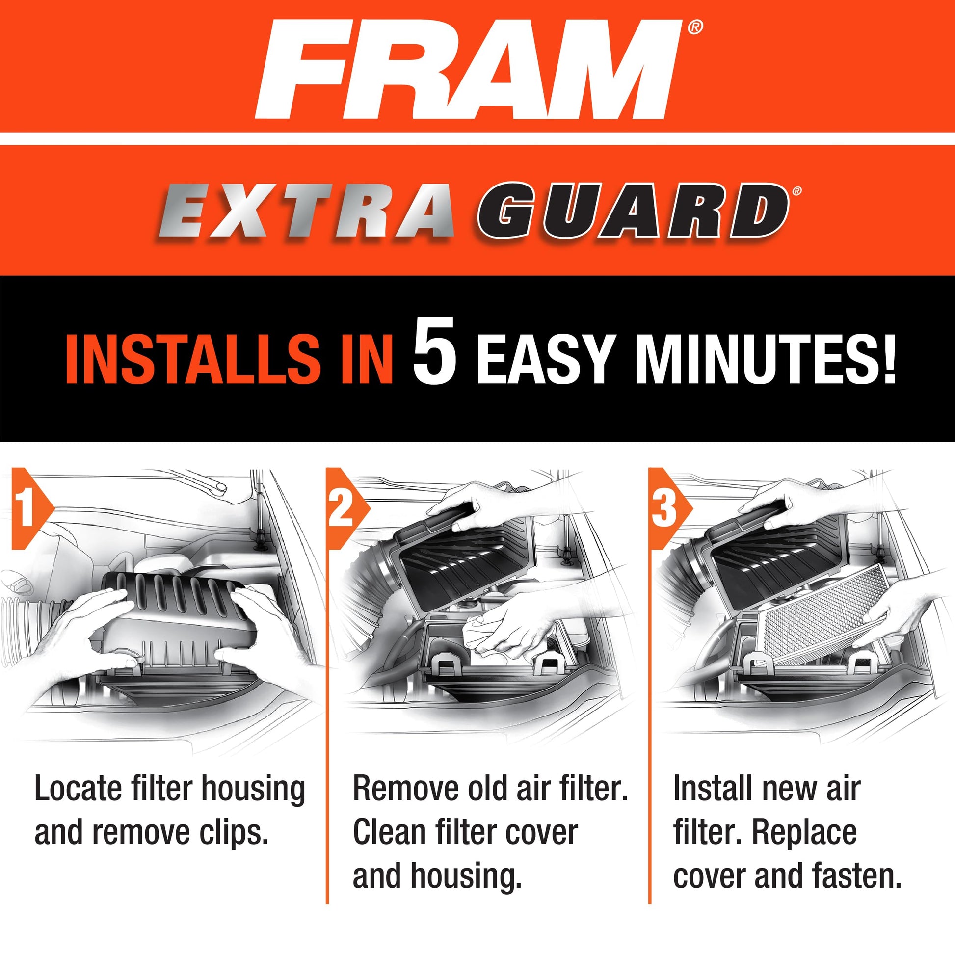 FRAM Extra Guard Flexible Panel Engine Air Filter Replacement, Easy Install w/Advanced Engine Protection and Optimal Performance, CA12295 for Select Subaru Vehicles