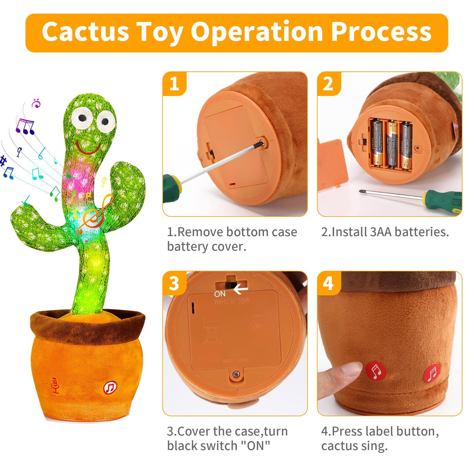 Baby Dancing Cactus for Baby Toys Boys Girls, Dancing Cactus Mimicking Toy Talking Cactus Toy Baby Toys, Singing Sunny Cactus Talking Imitation Toys Glowing Musical Toys Children's Educational Toys