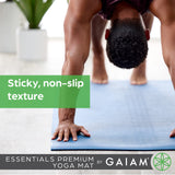 Gaiam Essentials Premium Yoga Mat with Carrier Sling, Black, 72 InchL x 24 InchW x 1/4 Inch Thick