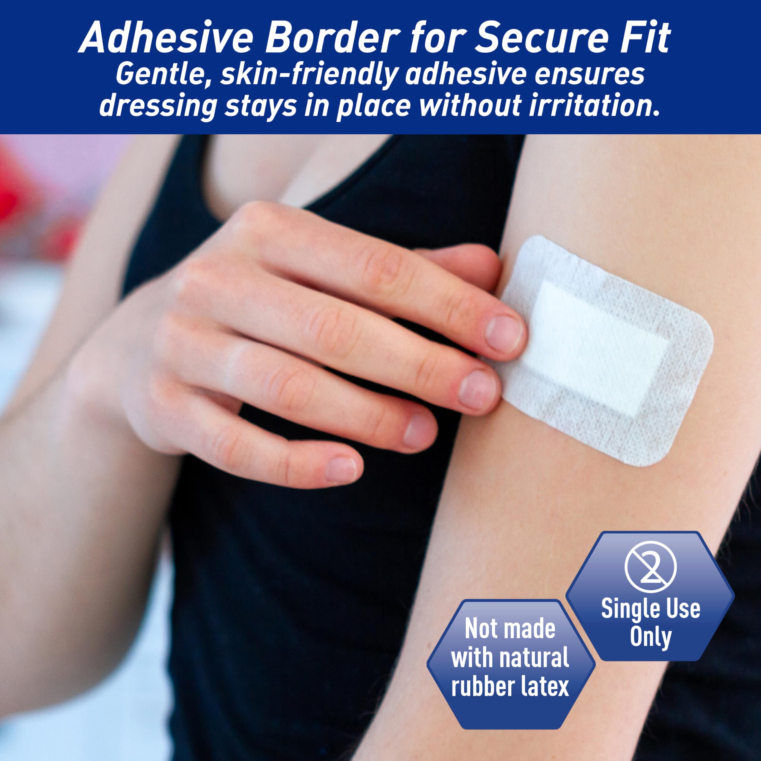 MED PRIDE Adhesive Island Dressing 2x3 in, Pack of 50 Sterile Bordered Wound Dressings, Highly Absorbent, Non-Stick, Latex-Free (2'' x 3.15'')