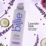 Billie SkyFoam Shave Gel - Lavender Milk Scent - Water-activated Foam - Made With Aloe & Cucumber - For A Close, Smooth Shave - 6.7 fl oz