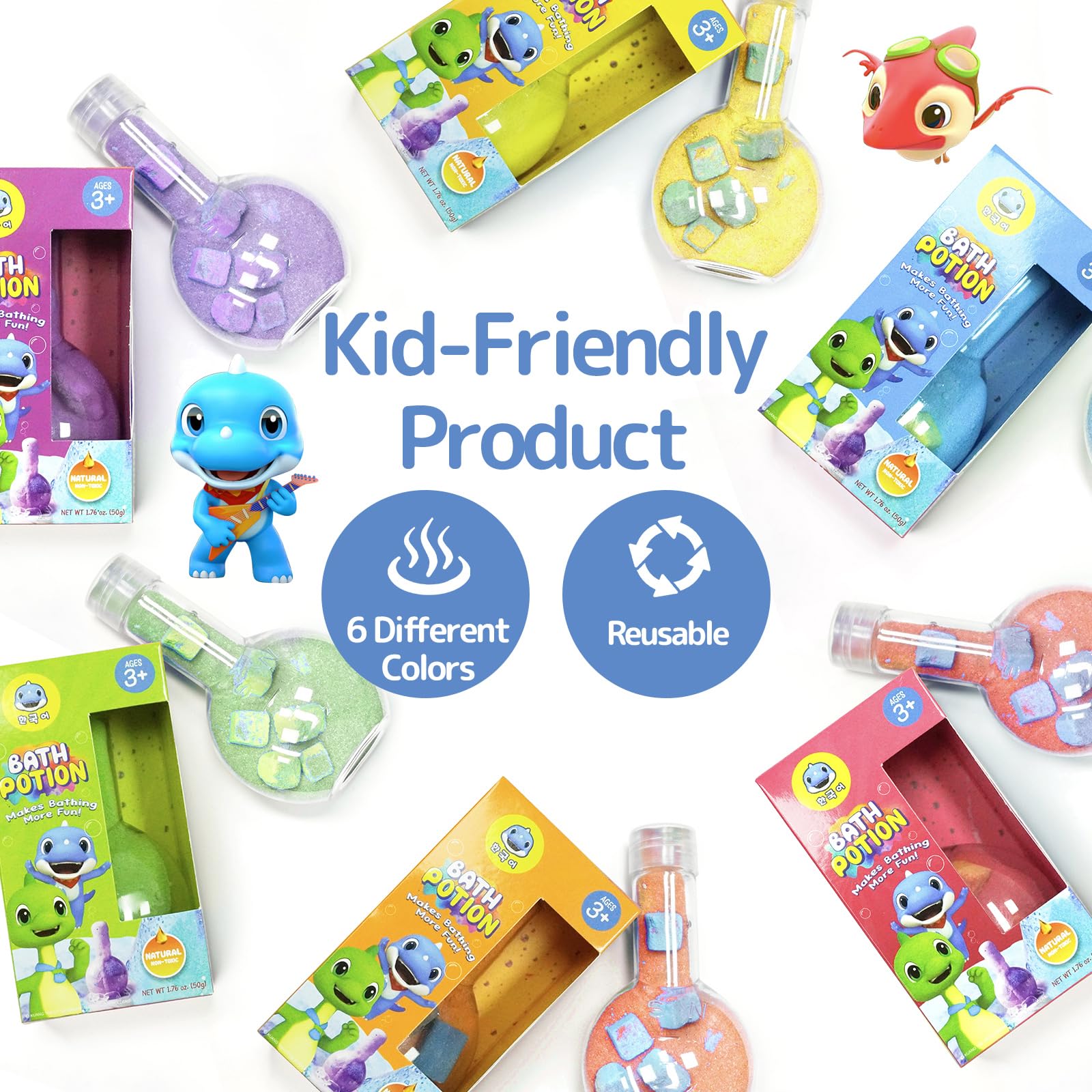 Bath Toys for Kids Potion, SWCANDY 6 Pack Bath Bombs Fun Time Bathtub Colorful Bubble Foam Boys Girls with Indoor Outdoor Scientific Soap Magical Nontoxic Fizzes Eruption Age 4-8 Years Old Toddler