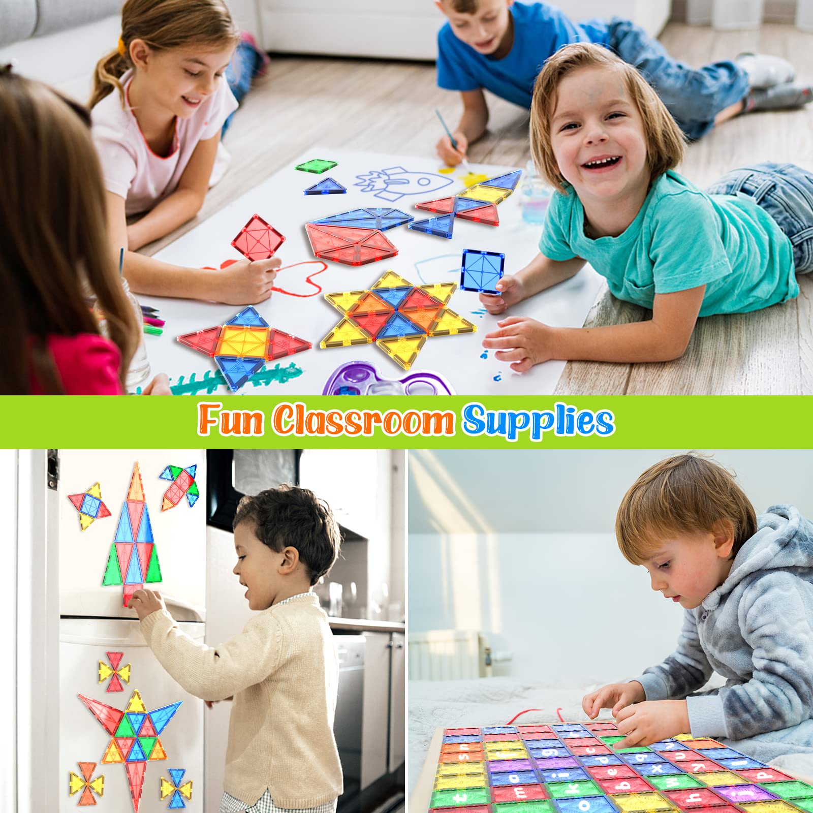 Magnetic Tiles Kids Toys STEM Magnet Toys for Toddler Magnetic Blocks Building Toys Preschool Learning Sensory Montessori Toys for 3+ Year Old Boys and Girls, Safe Creativity Toddler Kids Toys 40PCS