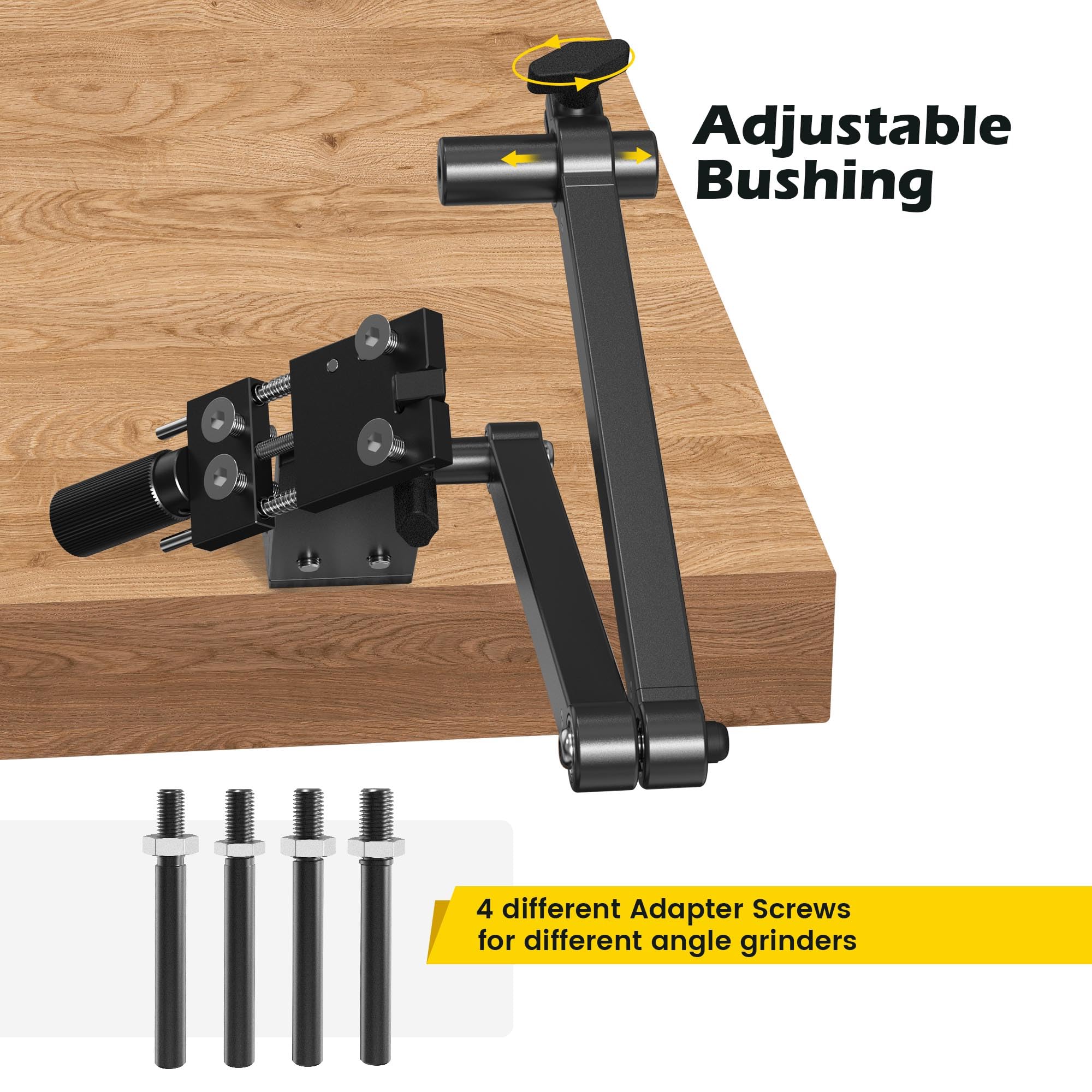 [Updated] Lawn Mower Blade Sharpener 15°-45° Adjustable Frame with Ball Bearing Manufacture Handle for Right & Left Hand Blades, Use with Angle Grinder, Black