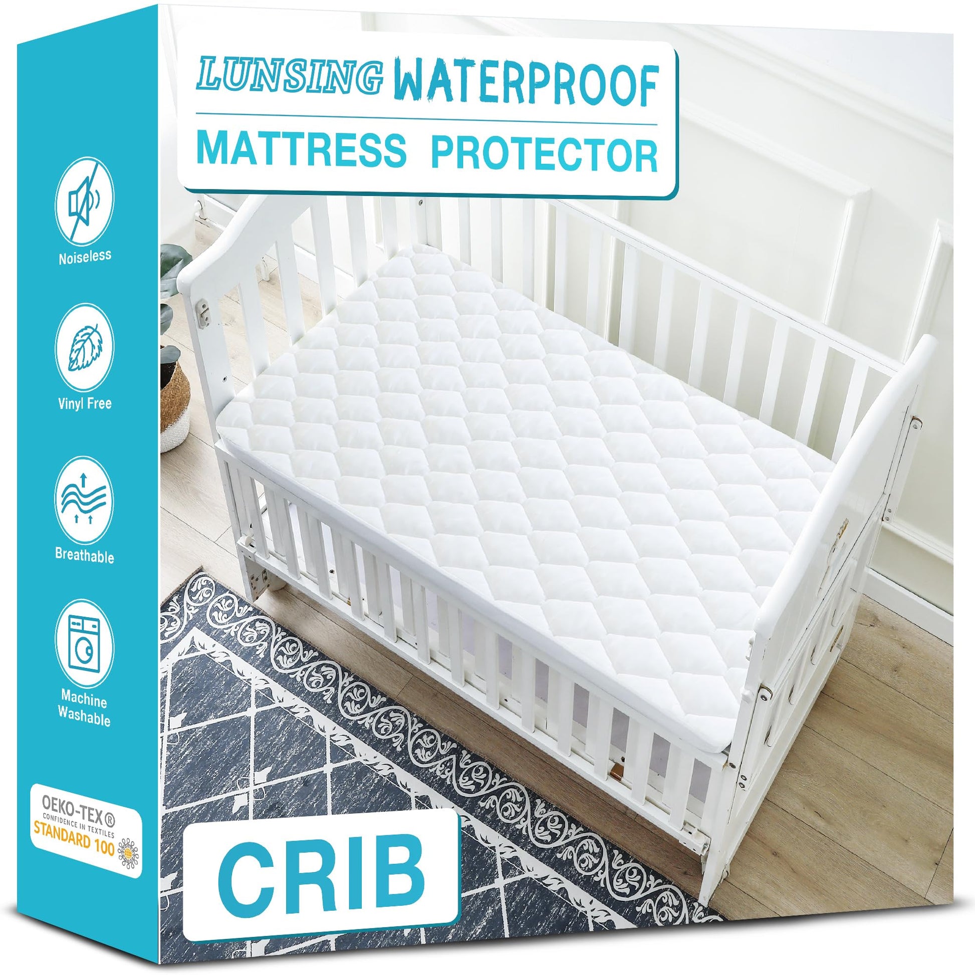 Lunsing King Mattress Protector, Soft Breathable Waterproof King Size Mattress Pad Cover, 6-18 inches Deep Pocket, White