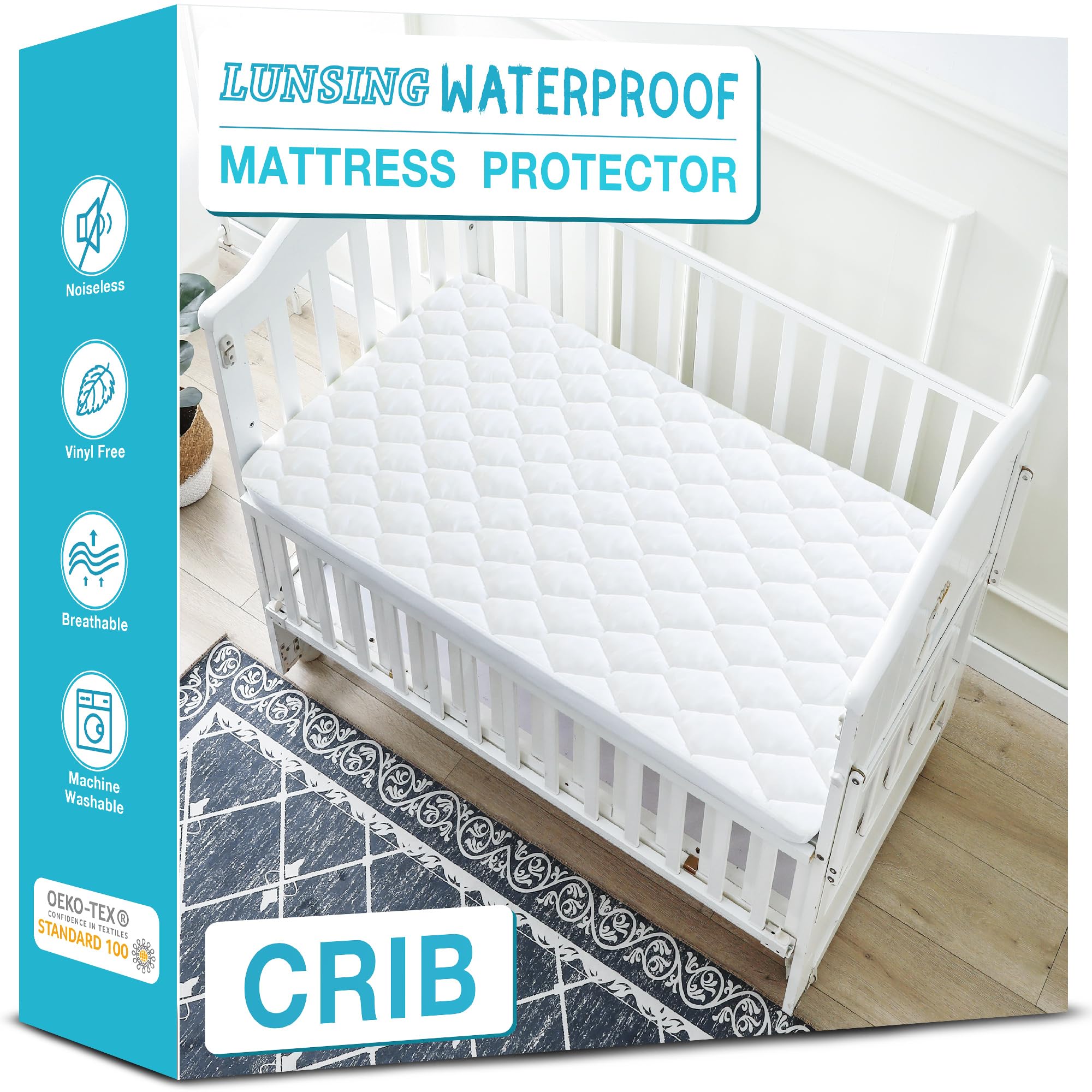 Lunsing King Mattress Protector, Soft Breathable Waterproof King Size Mattress Pad Cover, 6-18 inches Deep Pocket, White