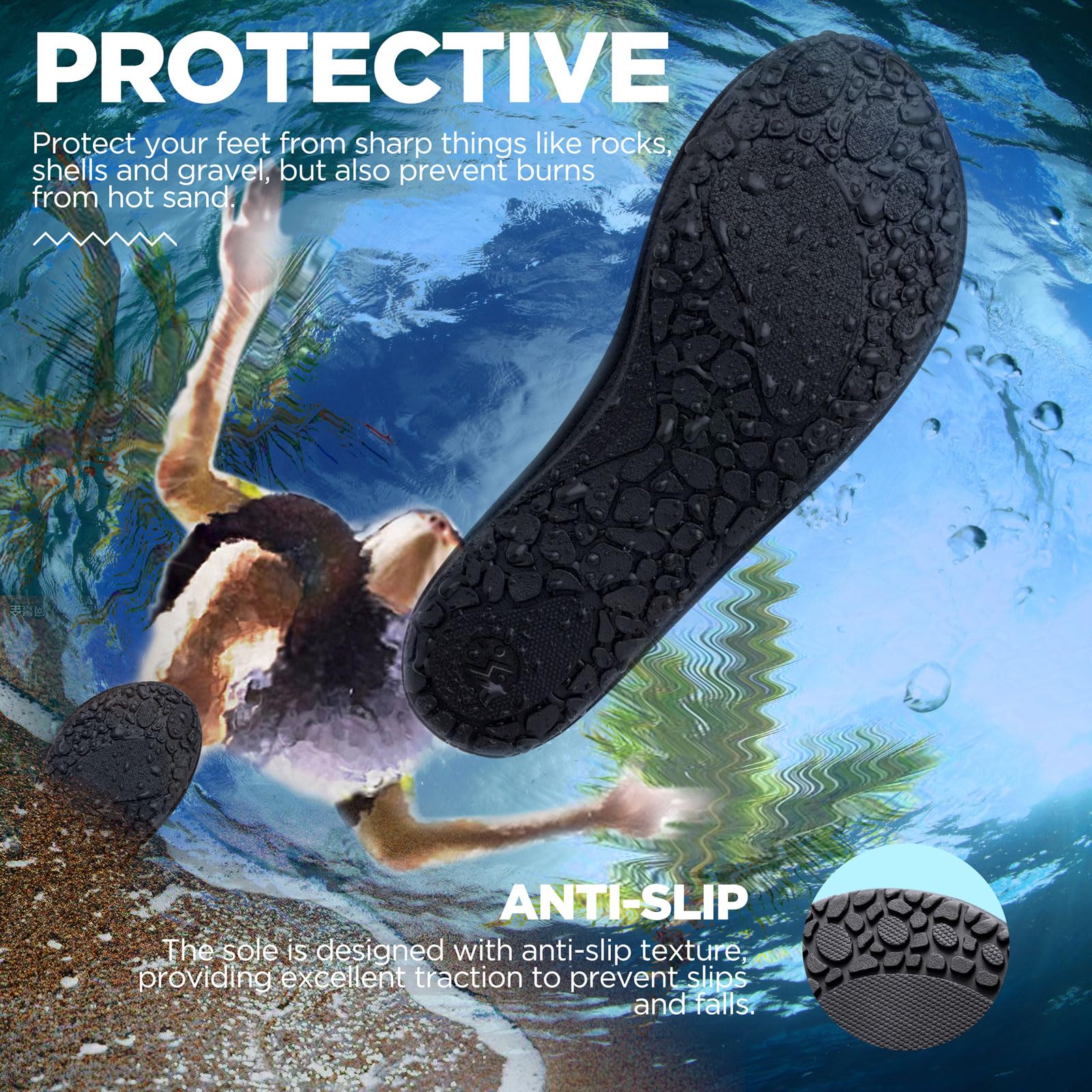 SIMARI Water Shoes for Women Men Swim Aqua Socks Beach Pool Essentials Barefoot Surf River Boat Kayak Sea Yoga Sand Exercise Sport Accessories Breathable Quick-Dry Adult Youth Kid Size SWS001