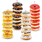 HENABLE 4PCS Acrylic Donut Display Stand Tower - Dessert Table Holder for Donuts, Bagels & Doughnuts - Perfect for Parties, Christmas, Birthday & New Year
