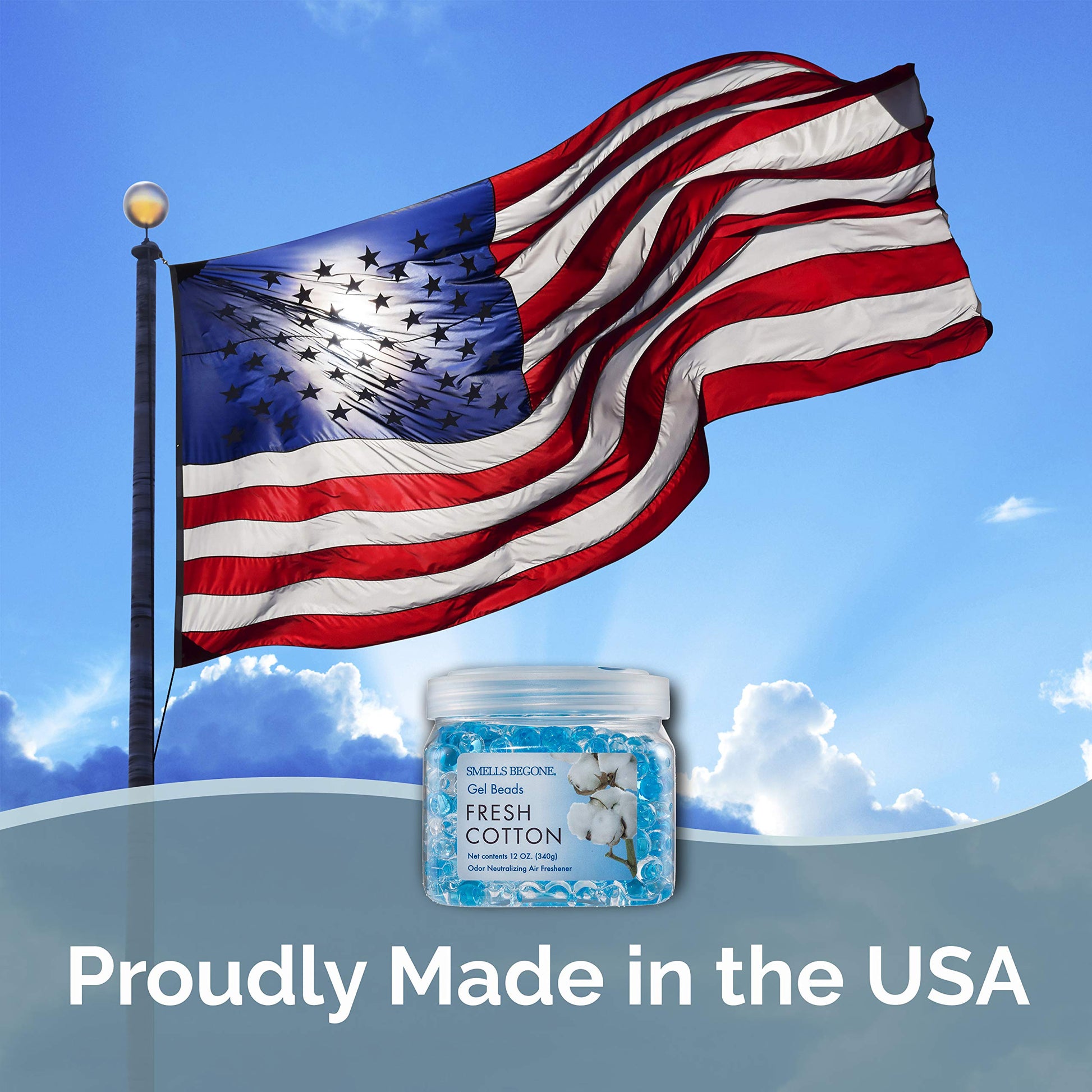 SMELLS BEGONE Odor Eliminator Gel Bead Value Pack - 72 oz - Air Freshener - Made with Essential Oils - Eliminates Odors in Bathrooms, Pet Areas, Cars, & Boats - Fresh Cotton Scent