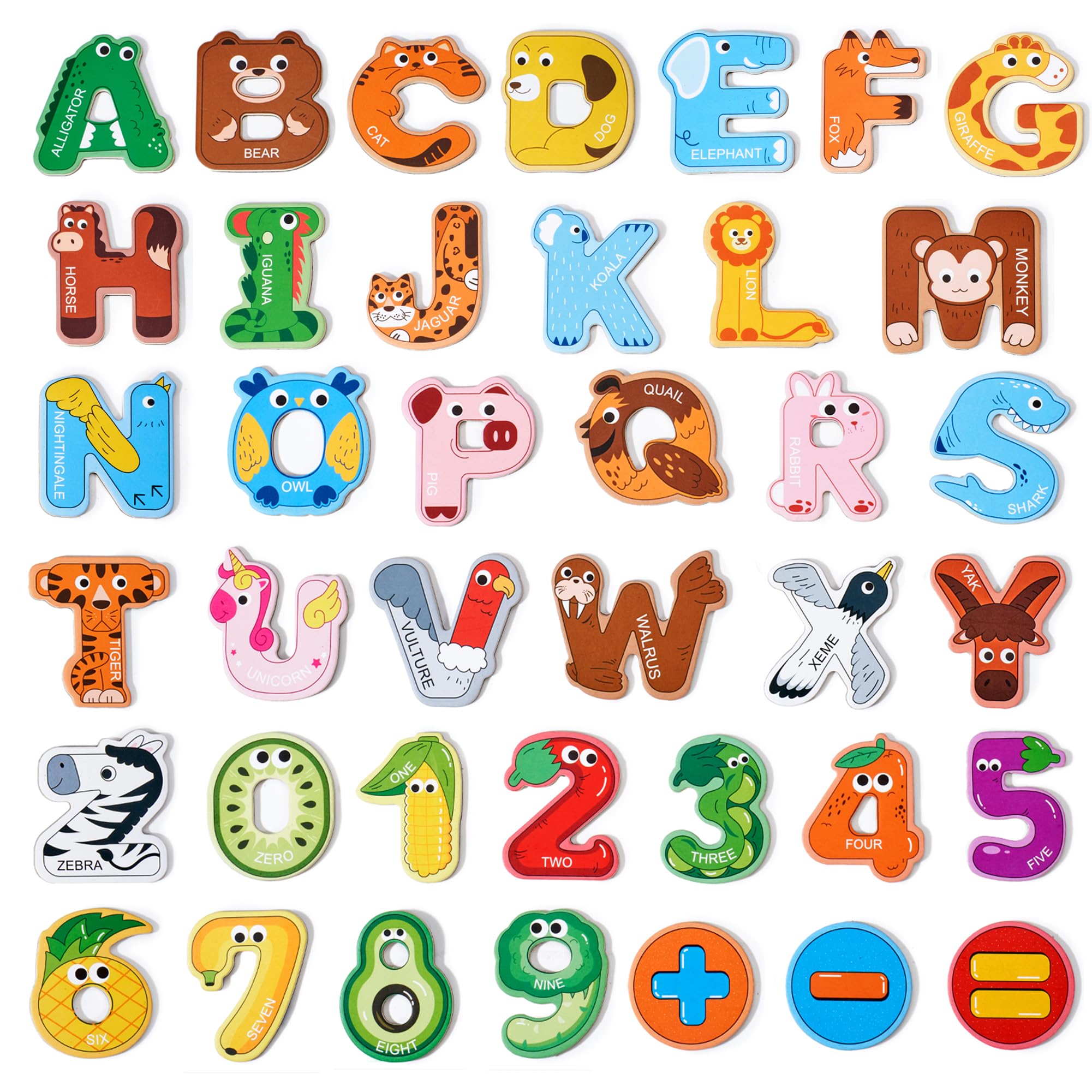 JoyCat Magnetic Letters and Numbers Fridge Magnets, 26 Uppercase Letters 0-9 Numbers, Animal Alphabet Refrigerator Toy Set for Kids & Toddlers Preschool Learning, Great Gift for 2 3 4 5 Years Old