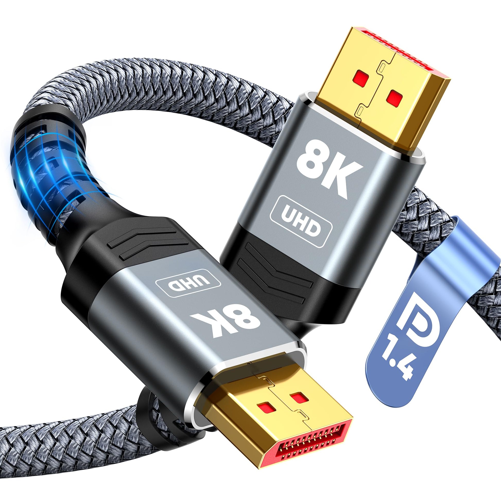 Capshi 8K DisplayPort Cable 1.4, VESA Certified 8K 4K DP Cable 6.6ft, Display Port Cable [8K@60Hz, 4K@144Hz, 2K@240Hz, 32.4Gbps], High Refresh Rate for Gaming Monitor, HBR3, HDR, Graphics Card, PC