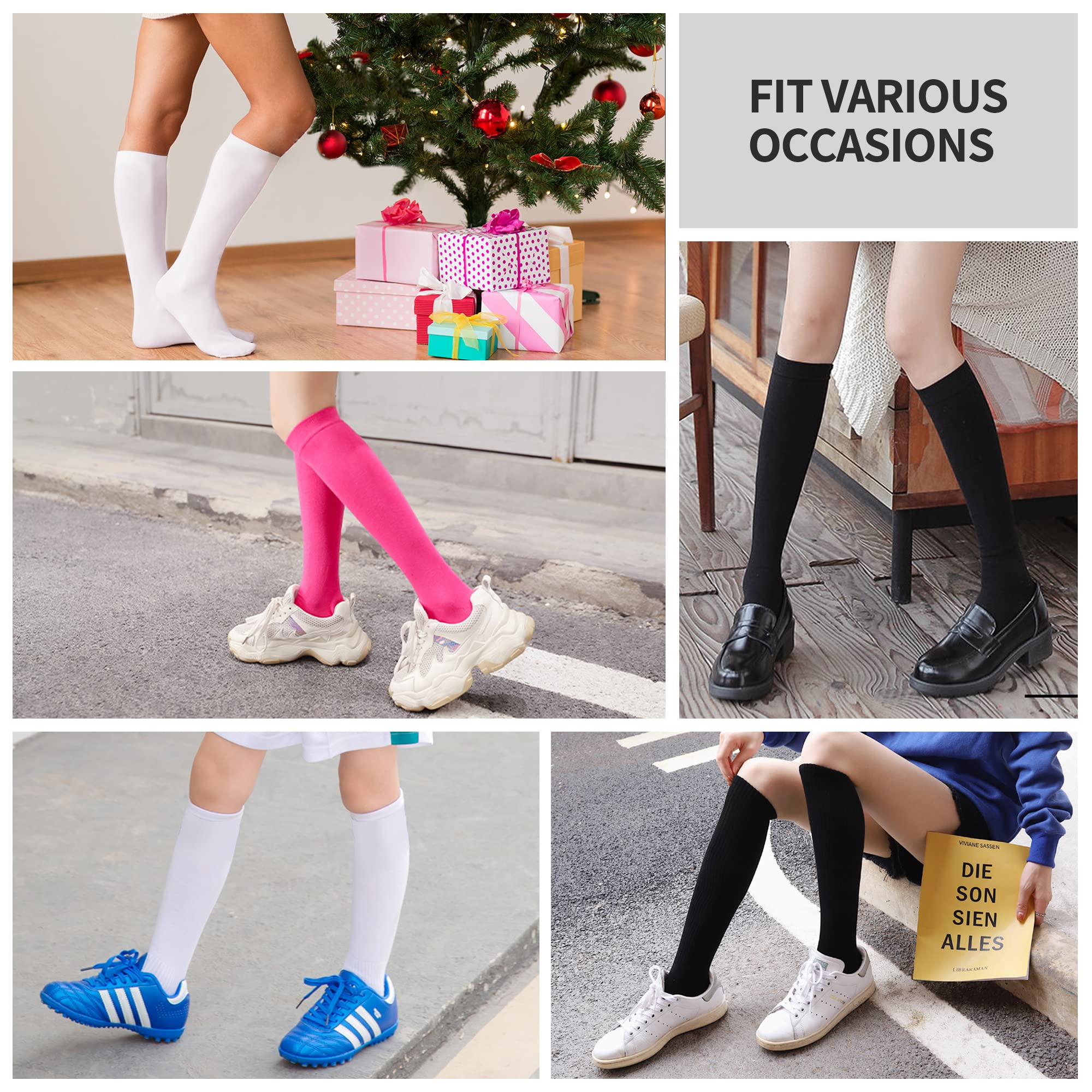 GRAPMKTG 3 Pack Soccer Softball Baseball Socks for Youth Men and Women Football Knee High Socks for Kids Adult Tube Socks for Boys Girls Black Medium
