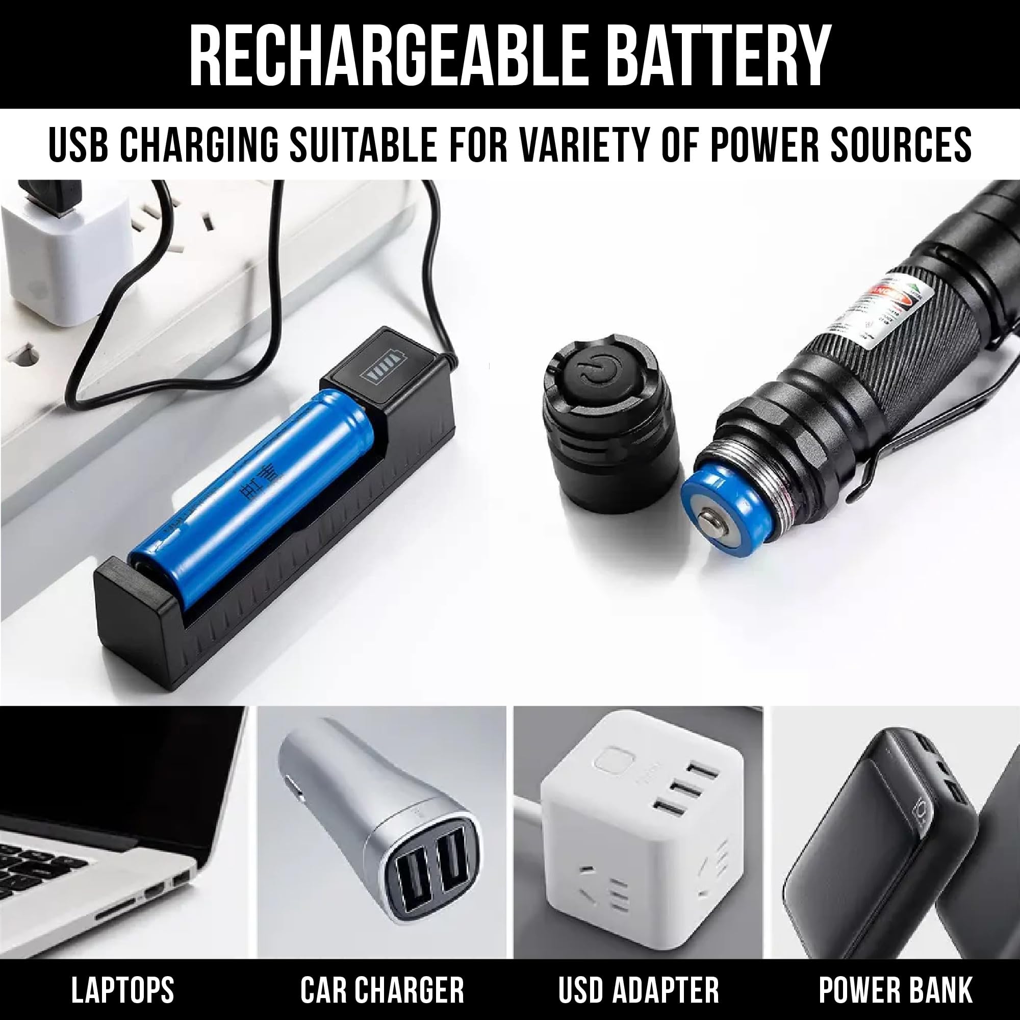 HITEKK High Power Green Laser Pointer | Tactical Green Laser Pointer | Single Press On/Off Tactical Lazer Pointer | Rechargeable Long Range Lazer Pointer and Carrying Case