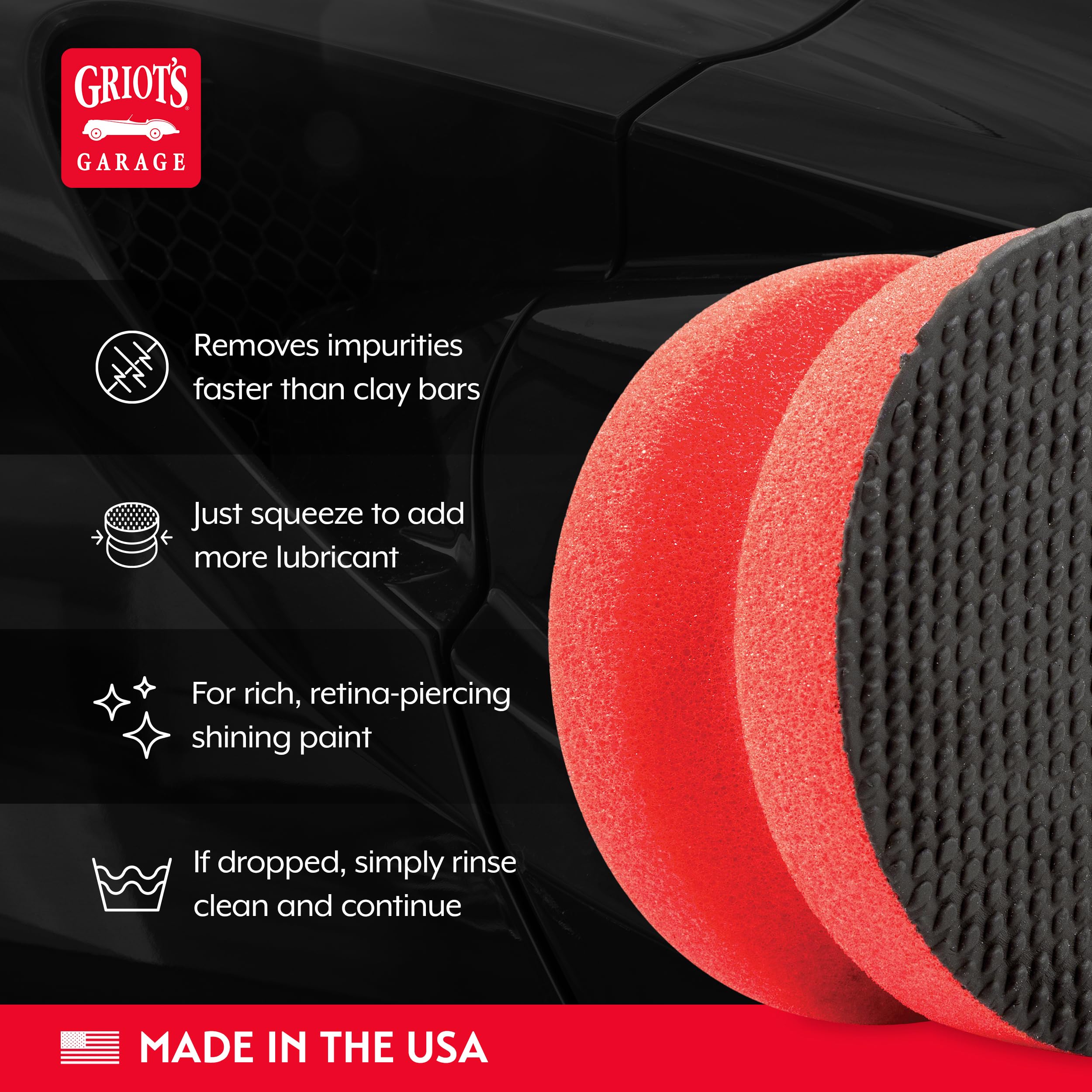 Griot's Garage Brilliant Finish Synthetic Clay for Car Detailing, Creates a Smooth Paint Surface and Lasts Longer Than Traditional Bars, 10691