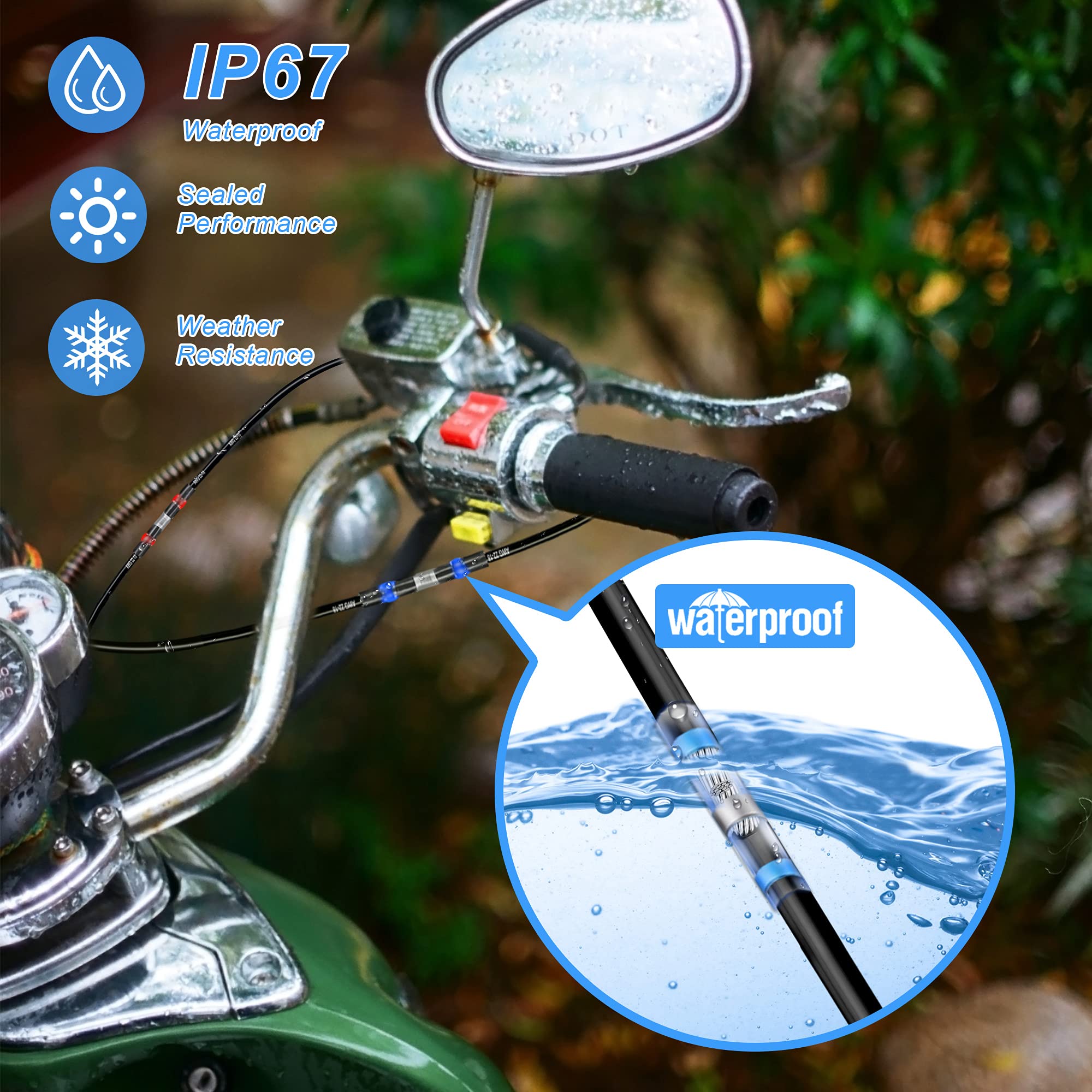 Kuject Heat Shrink Solder Seal Wire Connectors Kit 120PCS, Waterproof Butt Connector Heat Shrink Electrical Terminals, Insulated Solderless Wiring Splice Connectors for Marine Automotive Boat Truck