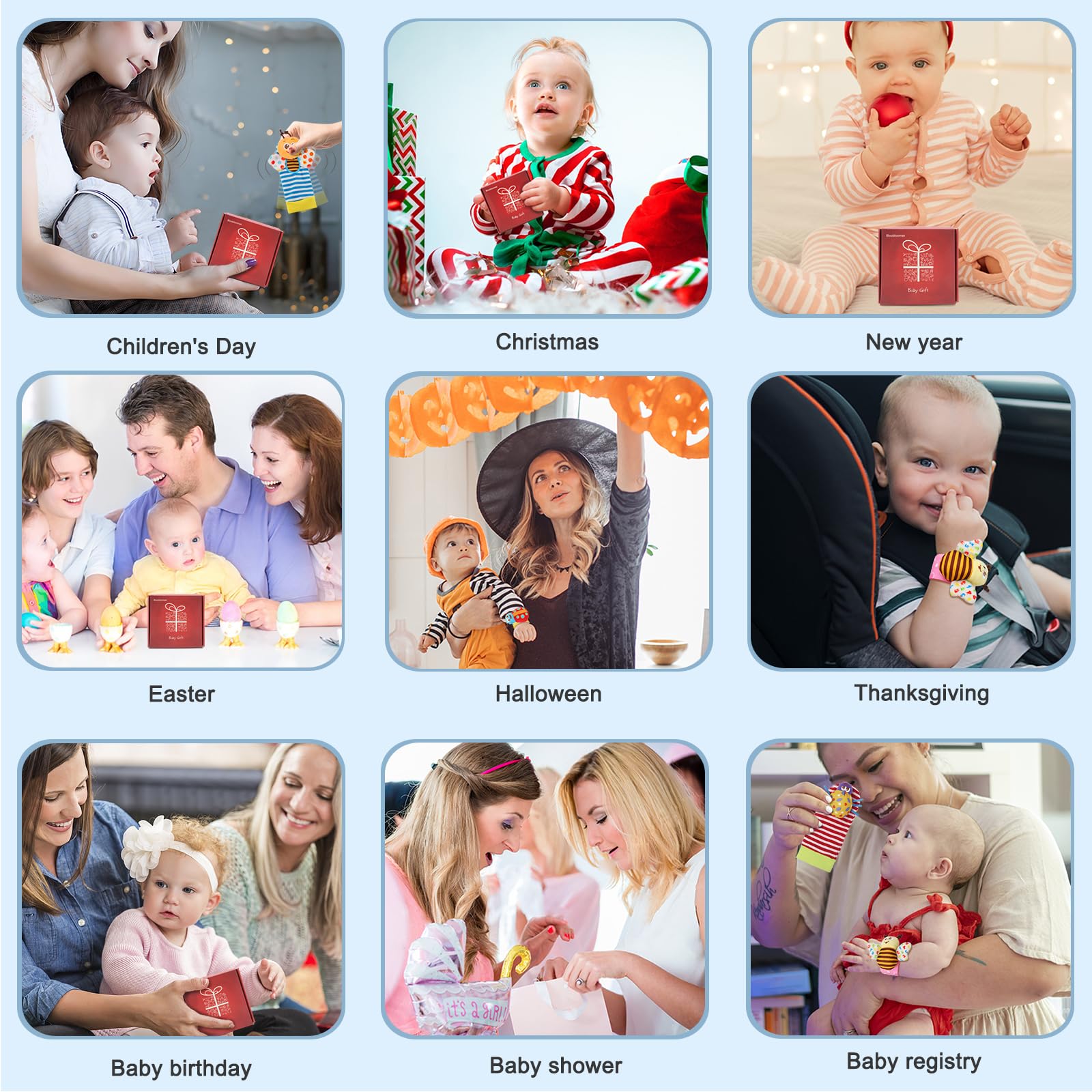 Bloobloomax Baby Rattles Toys for 0-12 Month, Infant Girl Boy Toys for Babies 3-6 Months, Newborn Hand & Foot Toys for 0 to 9 Months, Baby Shower Gifts Set with Wrist Rattle Socks