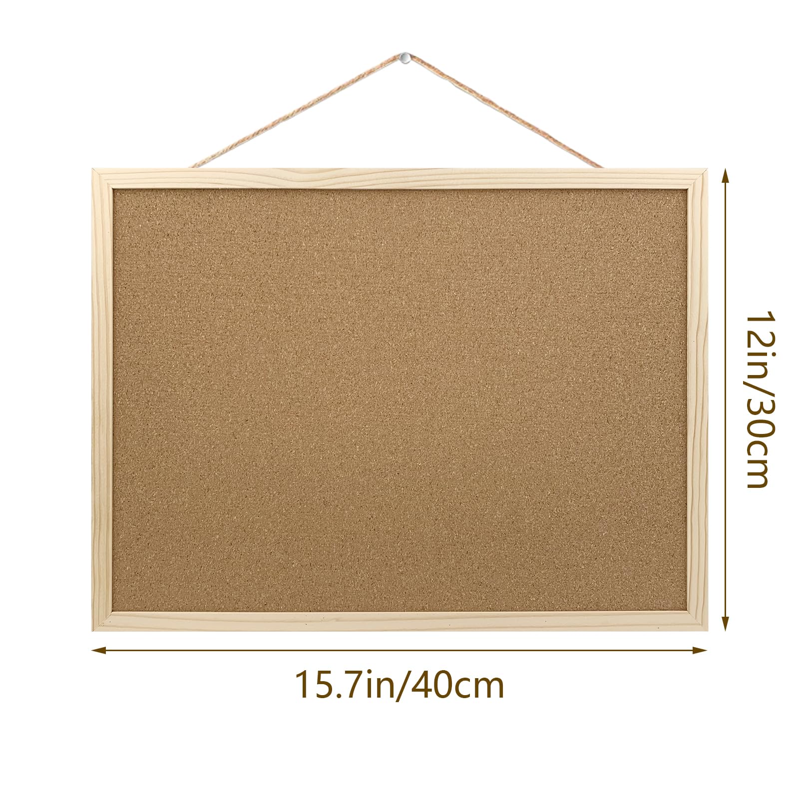 GDMINLO Cork Board Bulletin Board, 15.7"X 11.81" pin Boards for Walls, Oak Wood Finish Frame, Wall Mounted Cork Board for Office Home and School(Pins, Eye Bolts, gaskets, Screws)