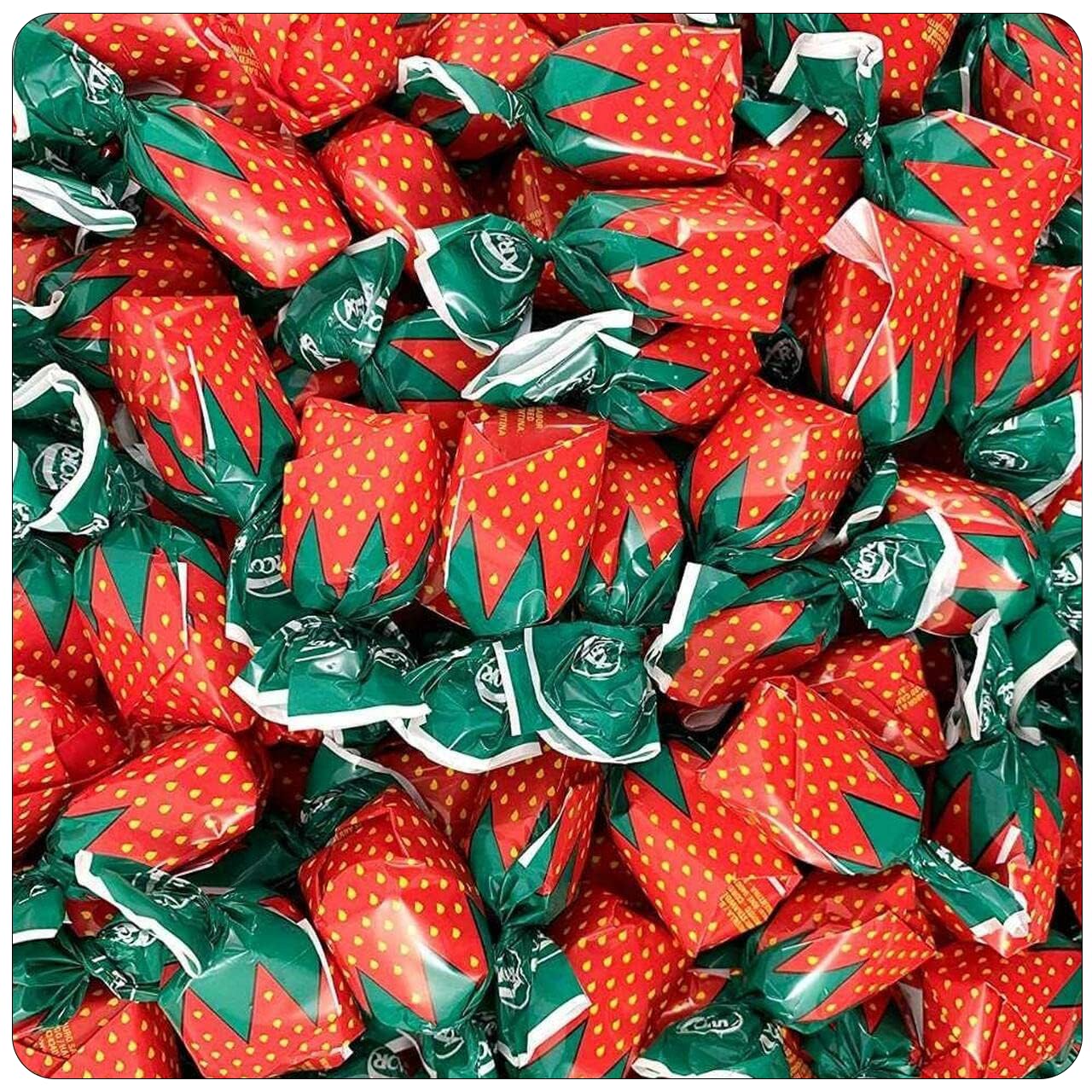 Strawberry Hard Candy Individually Wrapped – Cambie Bulk Candy with Fruit-Filled Center, 2 lbs Bon Bons for Piñata Filler, Candy Bags, Party Favors