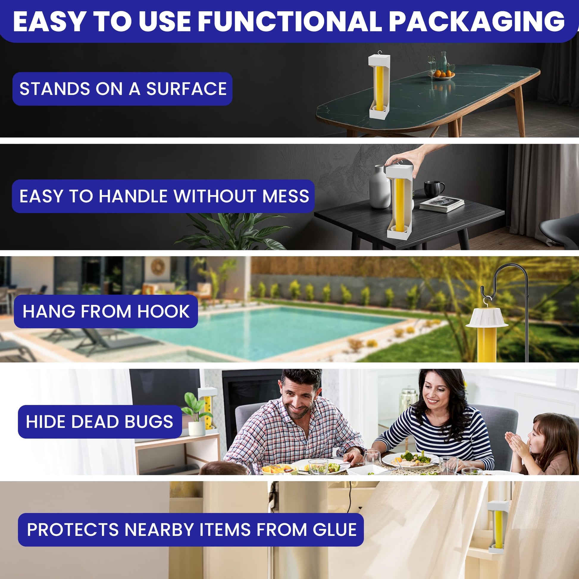 Fly Stick Sticky Fly Traps for Indoors Outdoor 6pk. Non-Toxic Super Sticky Hanging Flies Catcher Paper Tape Strips for Home. Catches All Bugs and gnats. Indoor Outdoor House Flying Insect Trap