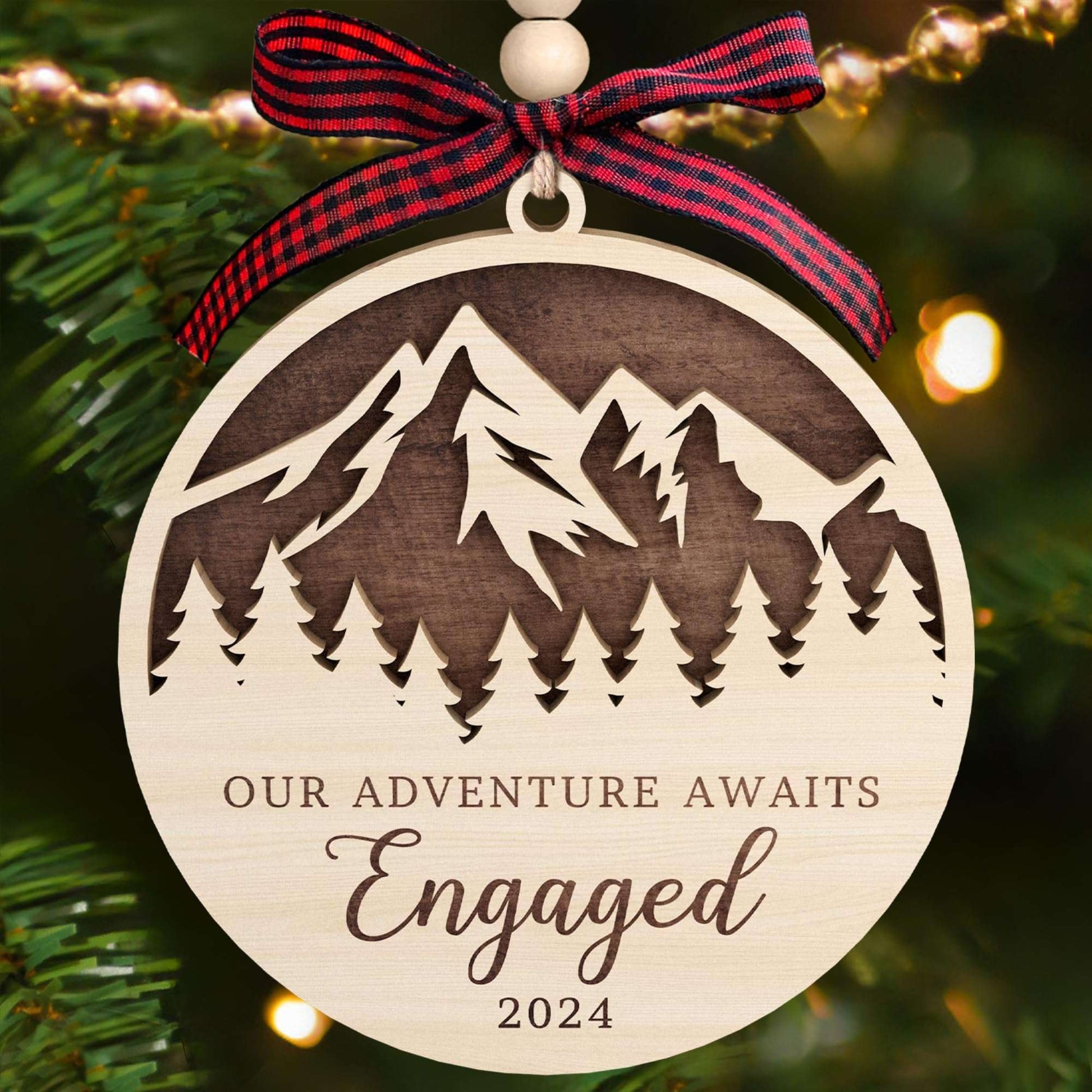 Engagement Gifts for Couples - Gifts for Newly Engaged Couples - Happy Engagement Gifts for Her, Bride, Bride to Be - Just Engaged Gifts for Her, Friends - Engagement Gift - Wood Engagement Ornament