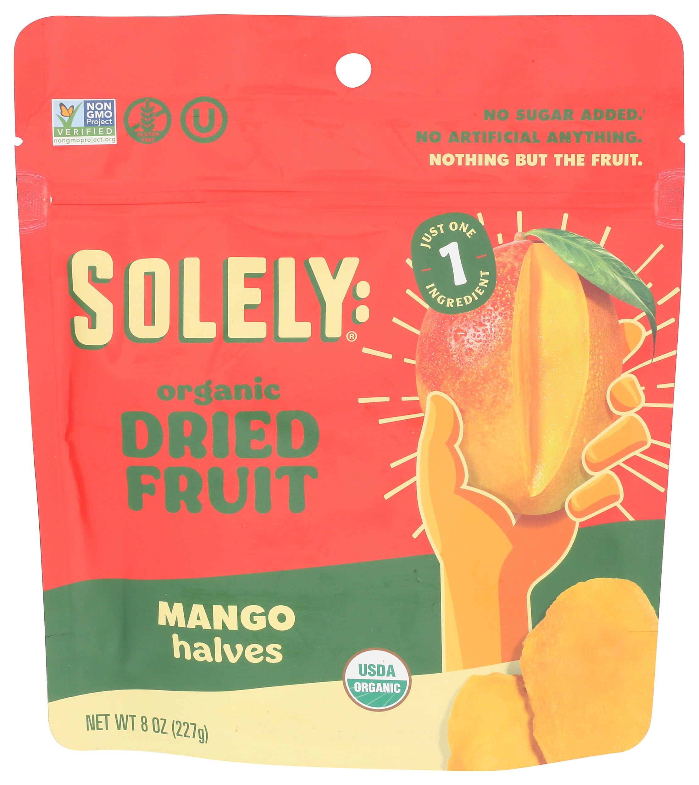 SOLELY Organic Dried Mango Halves, Large (Pack of 1) | One Ingredient | Vegan | Non-GMO | No Added Sugar