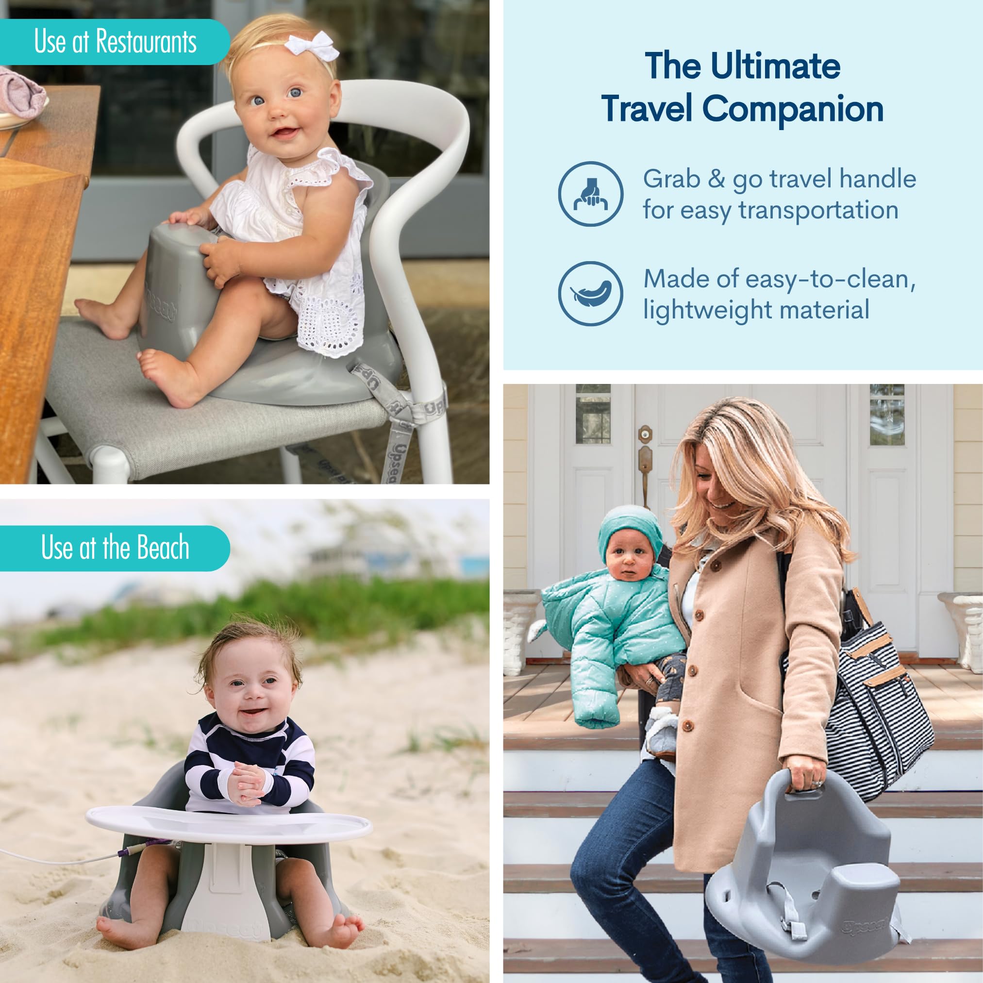 Upseat Baby Floor Seat Booster Chair for Sitting Up with Removable Tray for Meals and Playtime, Developed with Physical Therapists for Safe and Healthy Hip Development and Posture