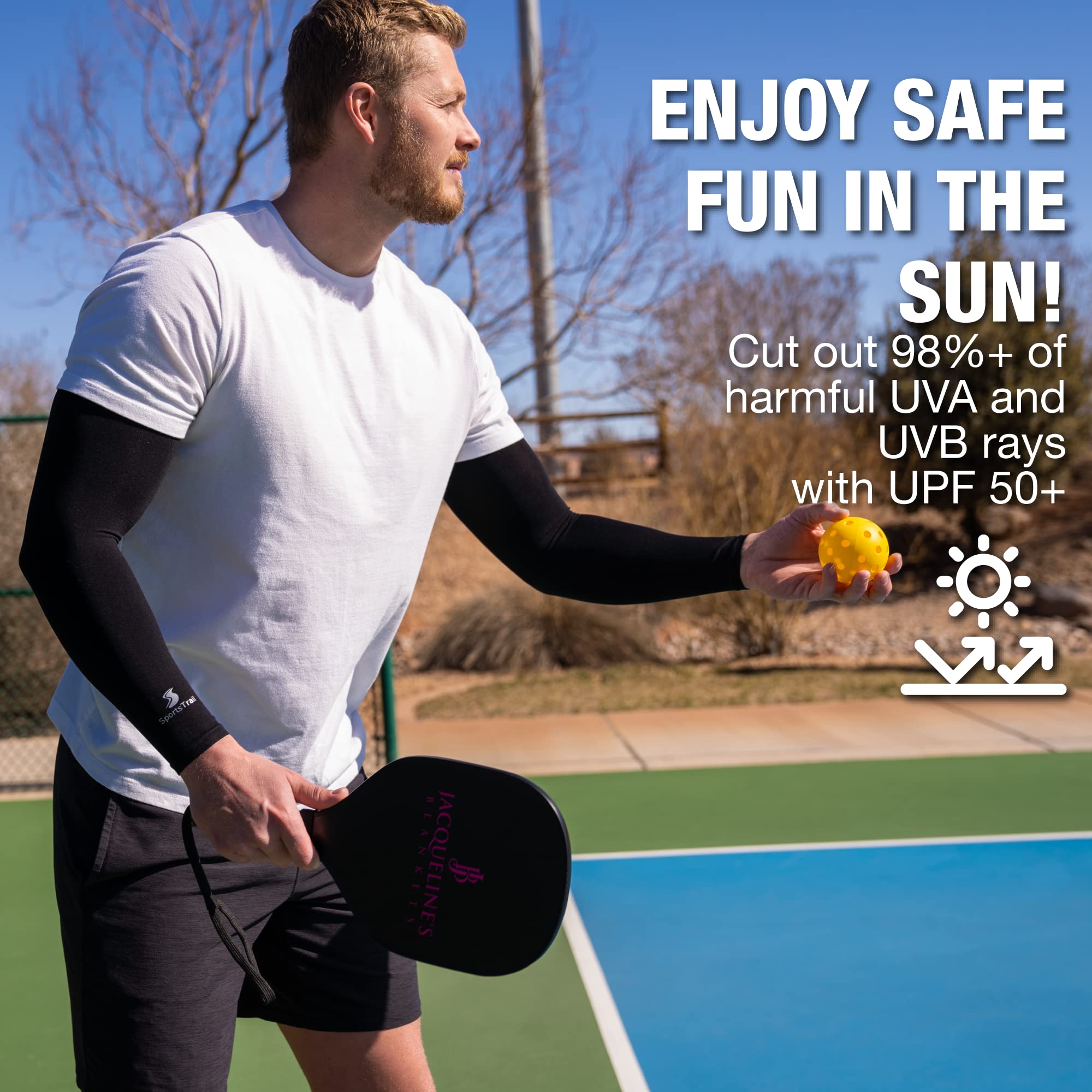 SportsTrail Cooling Arm Sleeves for Men & Women – Breathable, Moisture-Wicking, Sun Protection for Sports, Basketball, Football, Running, Golf, Cycling, Volleyball Arm Sleeves for Women, Men & Youth