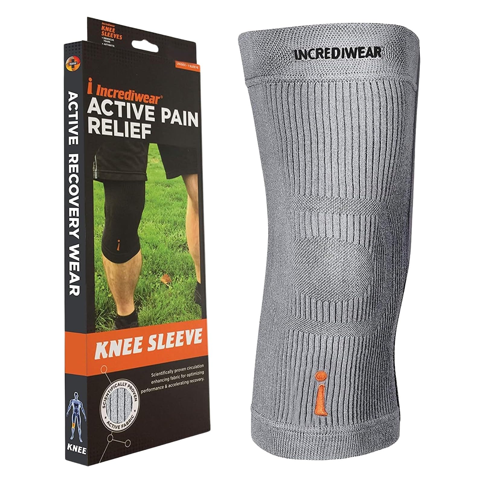 Incrediwear Knee Sleeve – Knee Braces for Knee Pain, Joint Pain Relief, Swelling, Inflammation Relief, and Circulation, Knee Support for Women and Men, Fits 18”-22” Above Kneecap (Grey, Large)