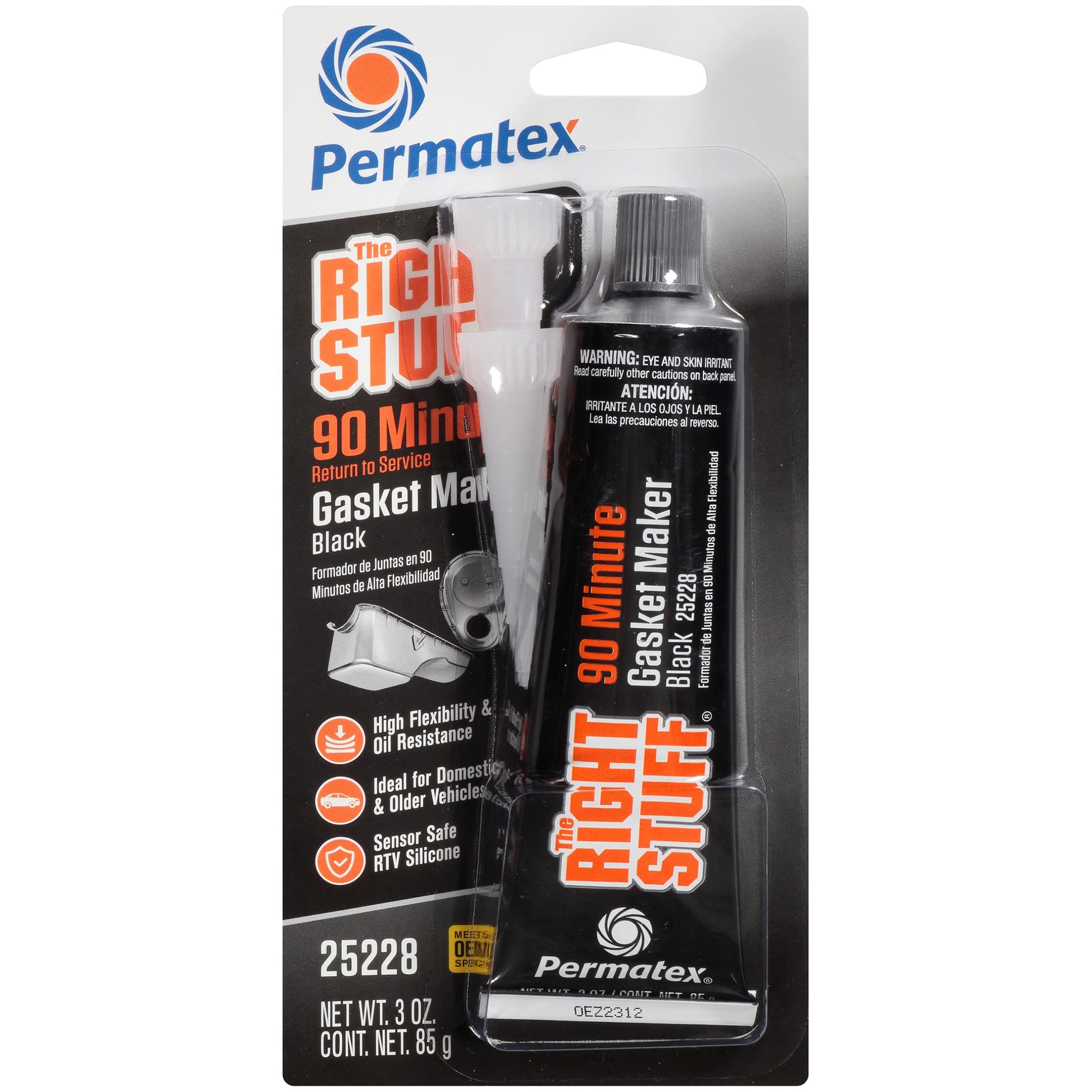 Permatex 85080 Ultra Black Maximum Oil Resistance RTV Silicone Gasket Maker, Sensor Safe And Non-Corrosive, For High Flex And Oil Resistant Applications 9.5 oz