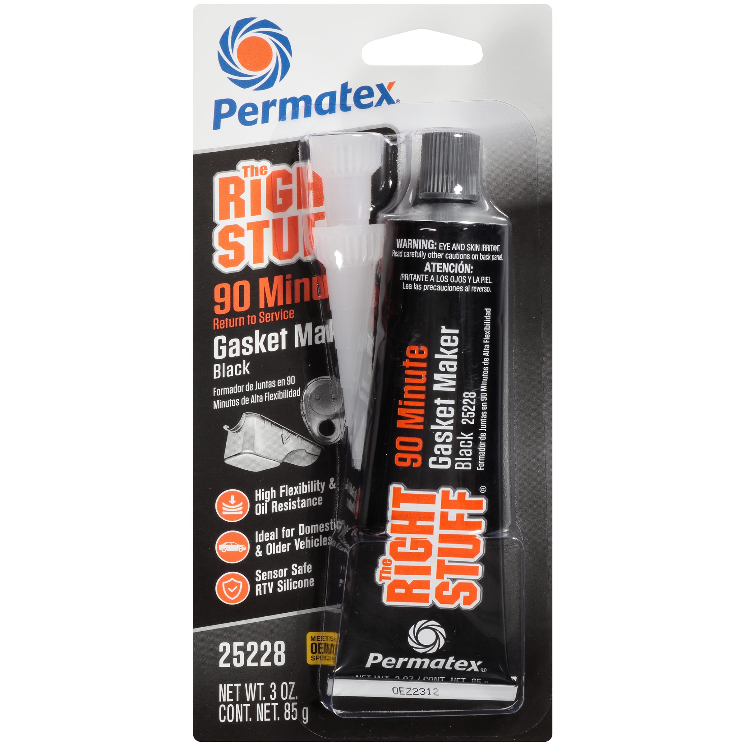 Permatex 85080 Ultra Black Maximum Oil Resistance RTV Silicone Gasket Maker, Sensor Safe And Non-Corrosive, For High Flex And Oil Resistant Applications 9.5 oz