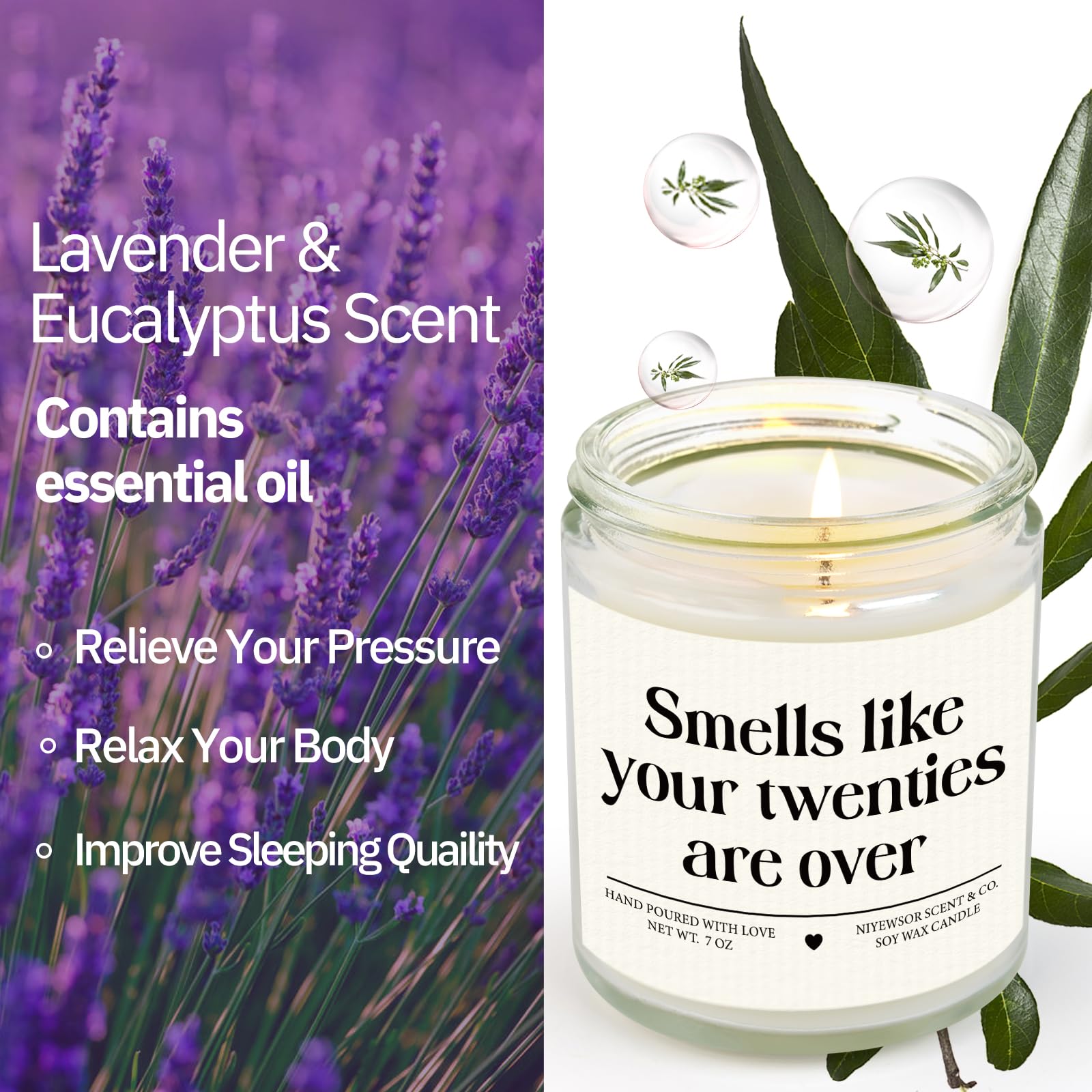 Niyewsor 30th Birthday Gifts for Women Men, Thirty Birthday Candle, 1995 30th Birthday Decorations for Her Him, 30 Year Old Bday Gifts for Friend, Sister, Wife, Husband, Handmade, 7oz