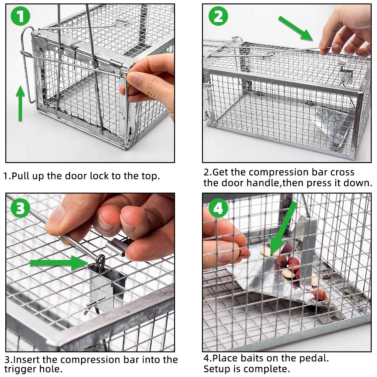 Kensizer Humane Rat Trap, Chipmunk Rodent Trap That Work for Indoor and Outdoor Small Animal - Mouse Voles Hamsters Live Cage Catch and Release 1-Pack