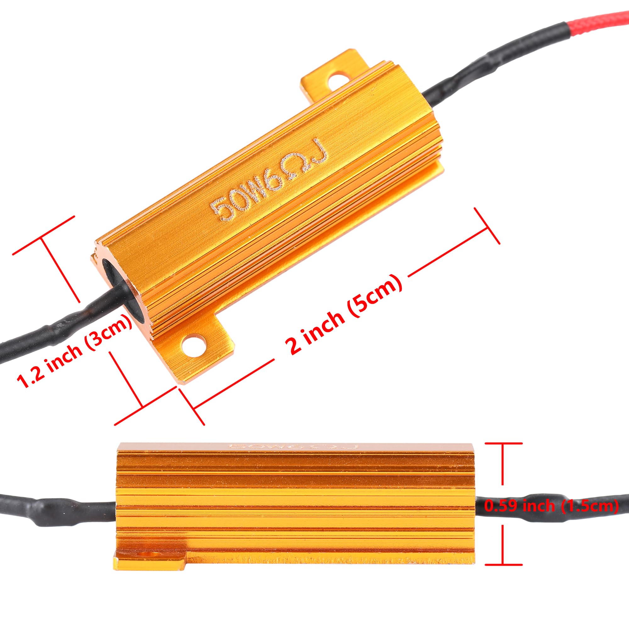 Aaron 4Pcs 50W 6ohm Load Resistors - Fix LED Bulb Fast Hyper Flash Turn Signal Blink Error Code (Resistors get very hot during working)