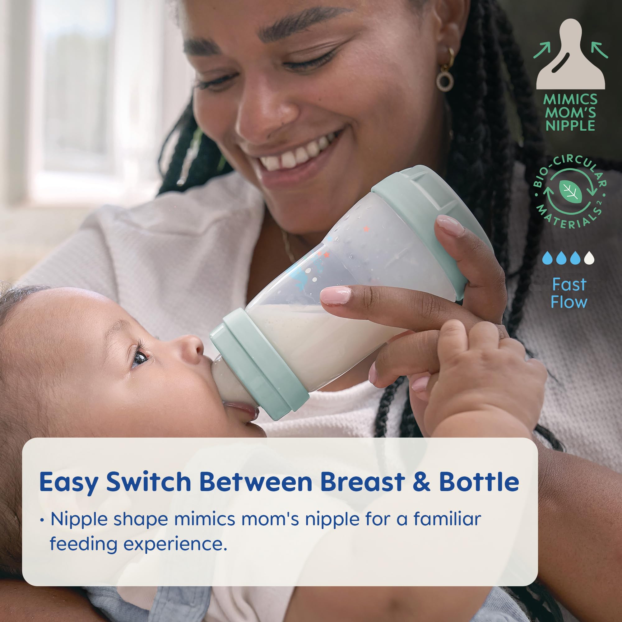 MAM Easy Start Anti-Colic Baby Bottle, Fast Flow, Breastfeeding-Like Silicone Nipple Bottle, Reduces Colic, Gas, & Reflux, Easy-to-Clean, BPA-Free, Vented Baby Bottles for Newborns, 4 Plus Months