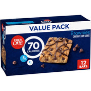 Fiber One 70 Calorie Brownies, Chocolate Chip Cookie Snack Bars, 2g Sugar, Value Pack, 12 Ct, 10.6 oz