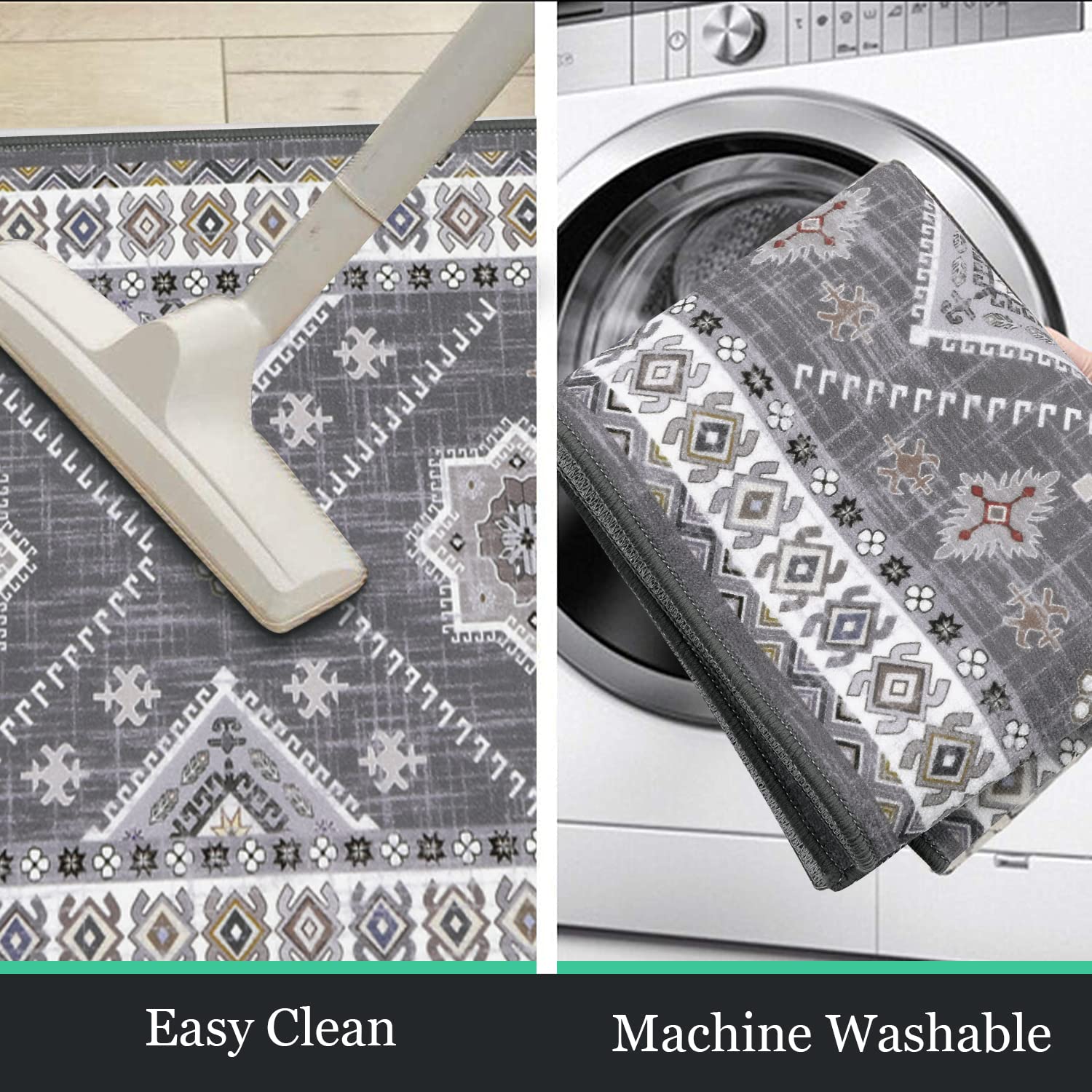 HEBE Boho Kitchen Rug Sets 3 Piece with Runner Non Slip Kitchen Rugs and Mats Washable Kitchen Mats for Floor Thick Kitchen Floor Mat Carpet Runner Rugs for Hallway Laundry Holiday Decor