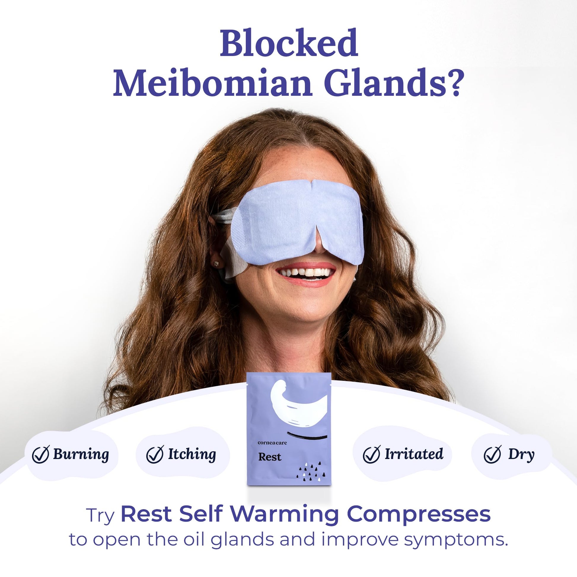 CorneaCare Rest: Self Heating Warm Compress for Dry Eyes | Heated Eye Mask for Fast Relief | No Microwave or Washcloth Needed | Travel Ready | 30 Count