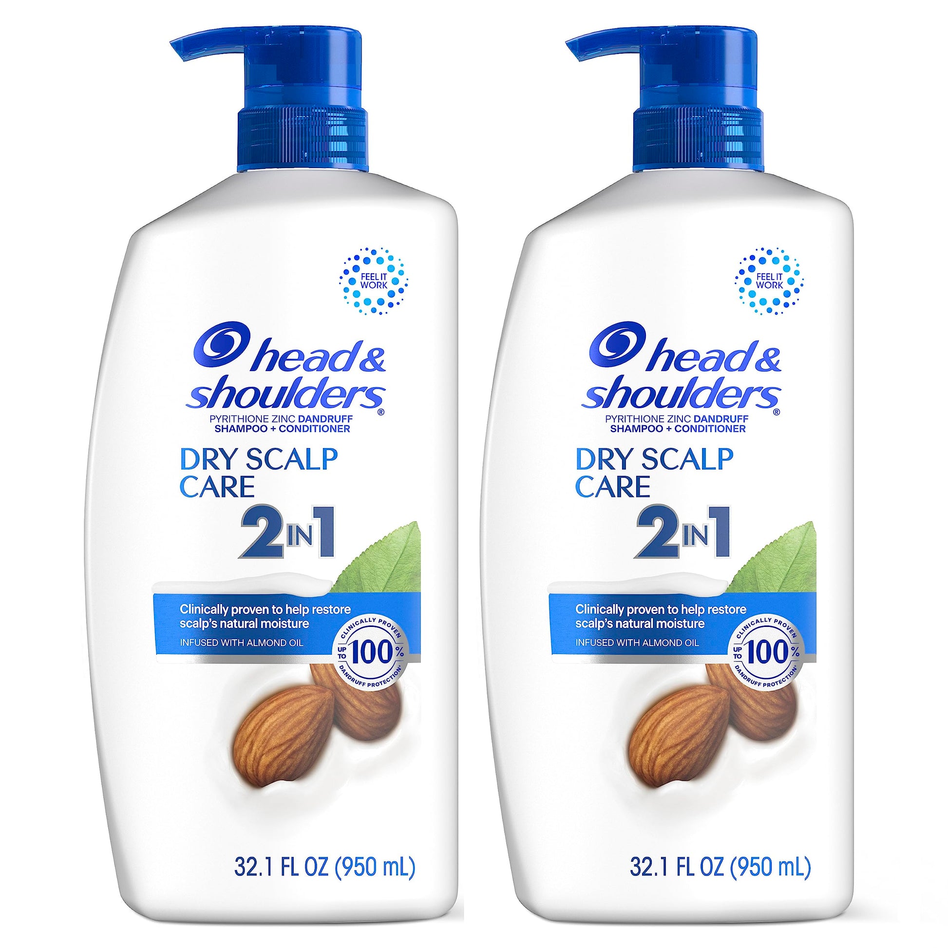 Head & Shoulders 2-in-1 Dandruff Shampoo and Conditioner Set, Advanced Dry Scalp Care, Anti Dandruff Treatment, Nourishing Almond Oil, Itch & Dryness Relief, Scalp Shield, 32.1 Fl Oz Each, 2 Pack