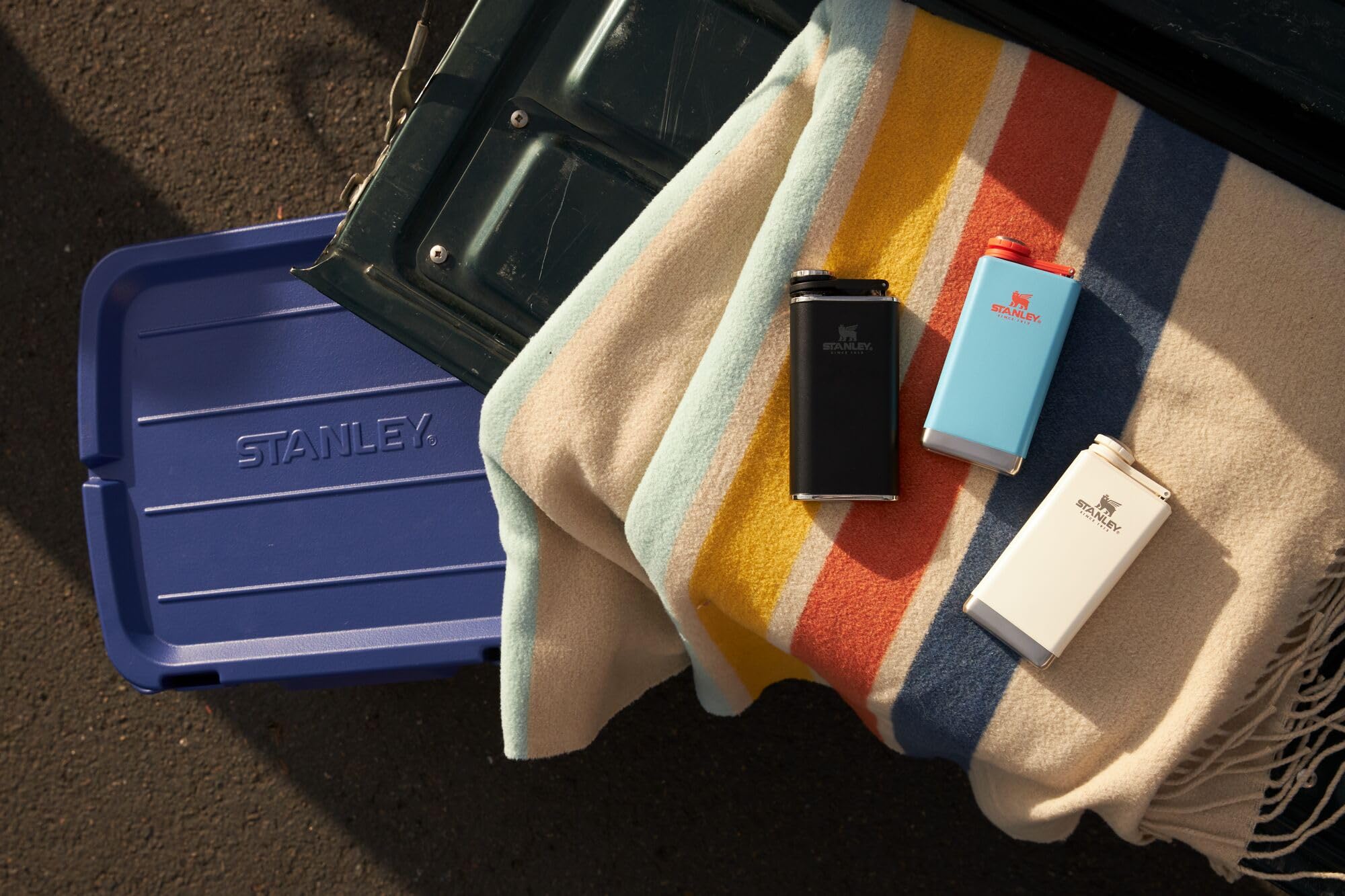 Stanley Adventure Pre-Party Flask 8 oz | Leakproof Hip Flask | Hinge Connected Never Lose Cap | Insulated Stainless Steel Liquor Container | BPA-Free | Hammertone Green