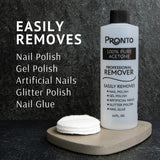 Pronto 100% Pure Acetone - Quick, Professional Nail Polish Remover - For Natural, Gel, Acrylic, Sculptured Nails (8 FL. OZ.)